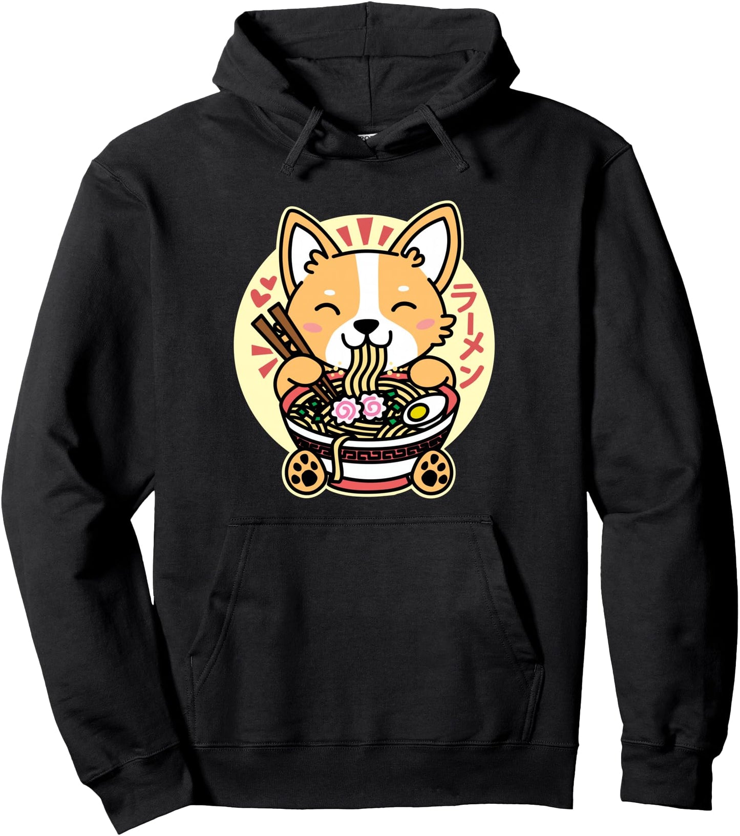 Kawaii Ramen Cute Anime Dog Corgi Japanese Noodles Pullover Hoodie