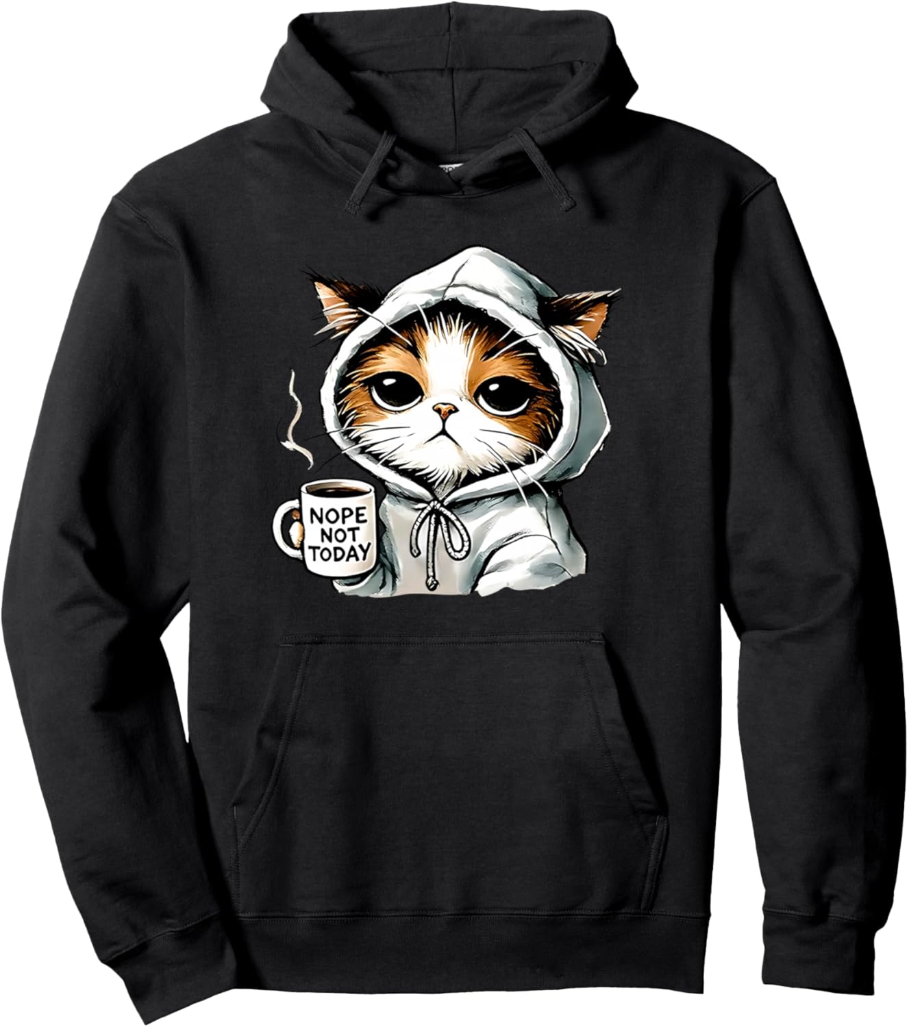 nope not today cat coffee Pullover Hoodie