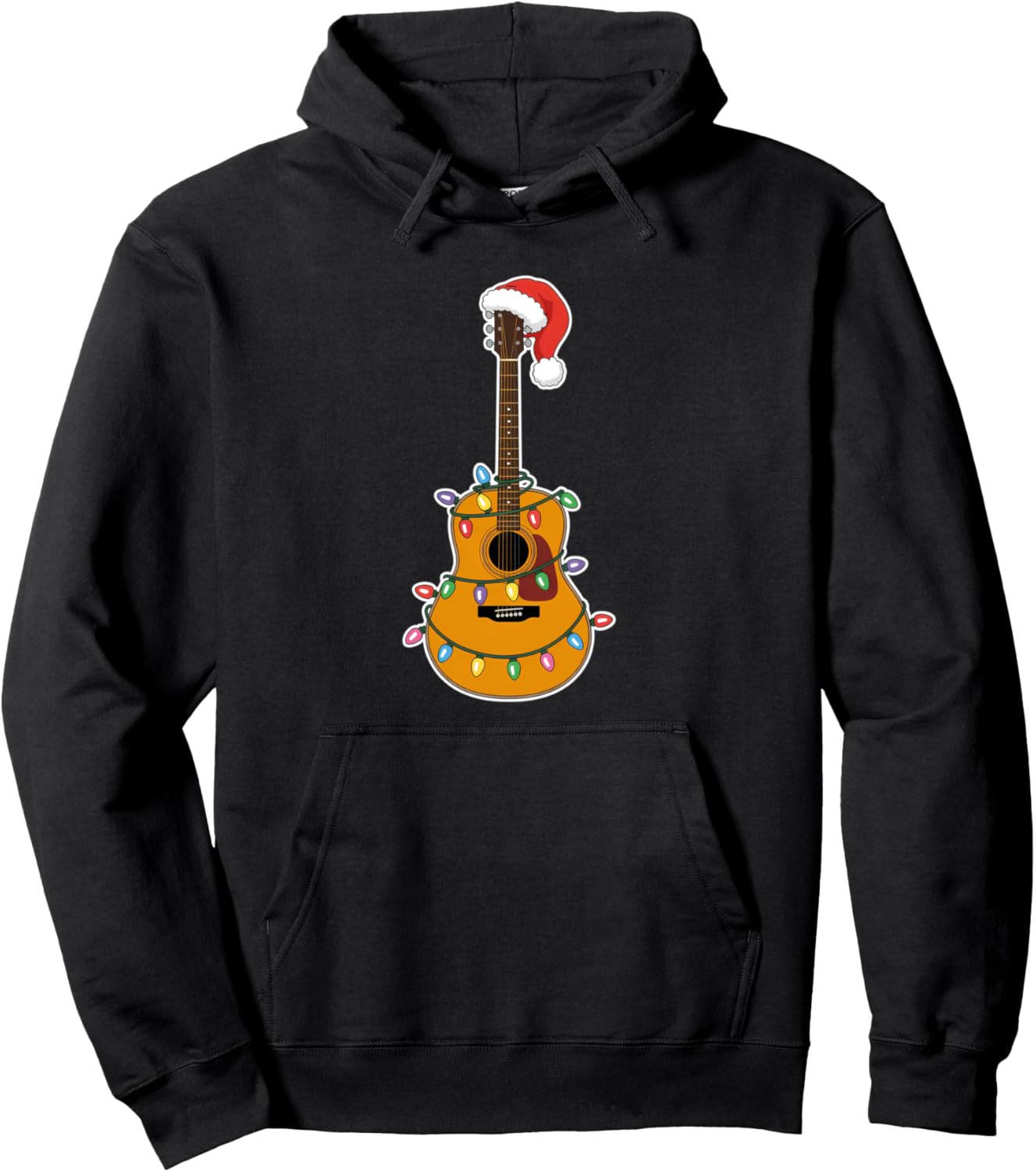 Christmas Acoustic Guitar Festive Holiday Xmas Pullover Hoodie