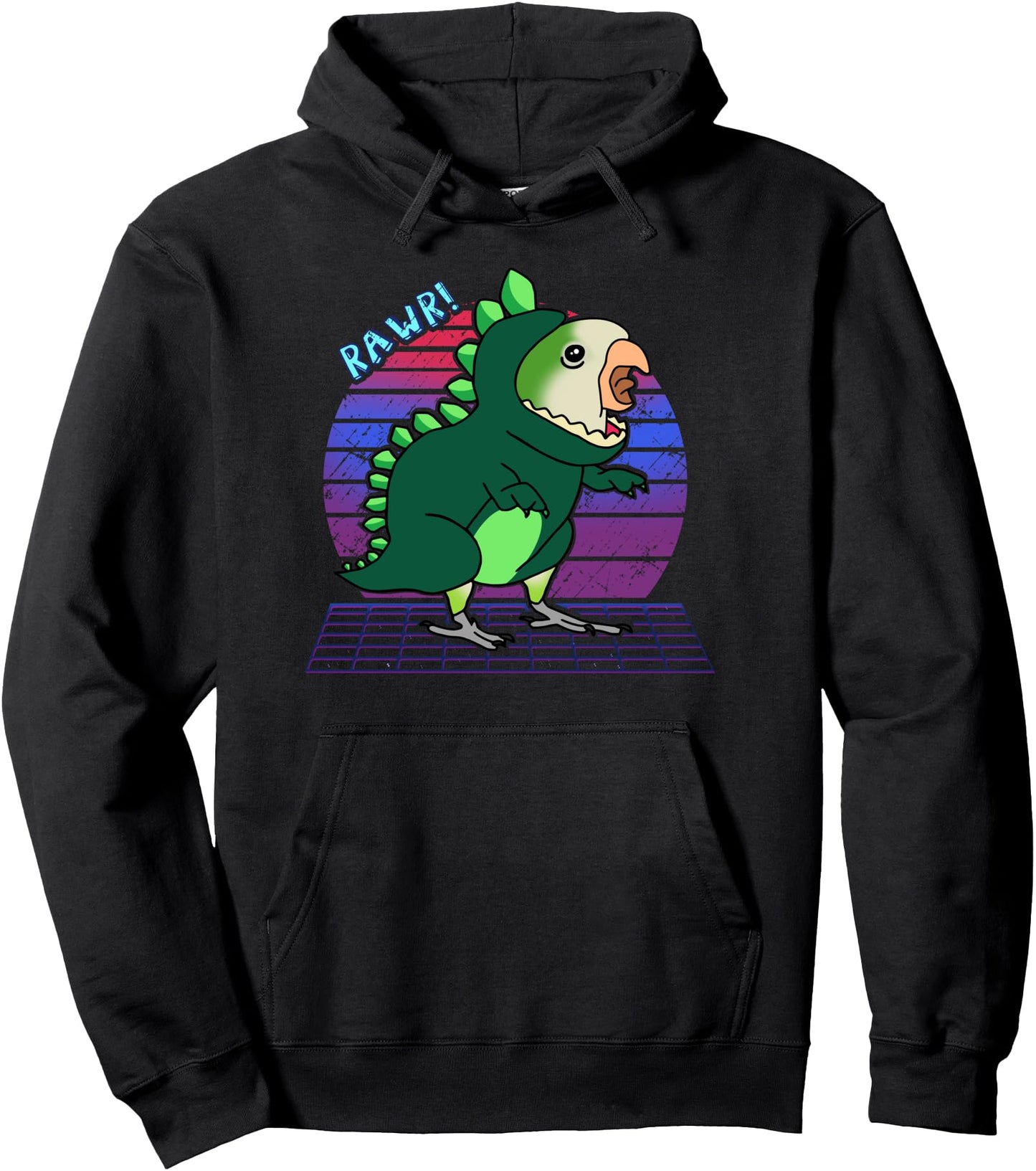 Aesthetic Vaporwave Green Monk Parakeet Quaker Parrot Birb Pullover Hoodie