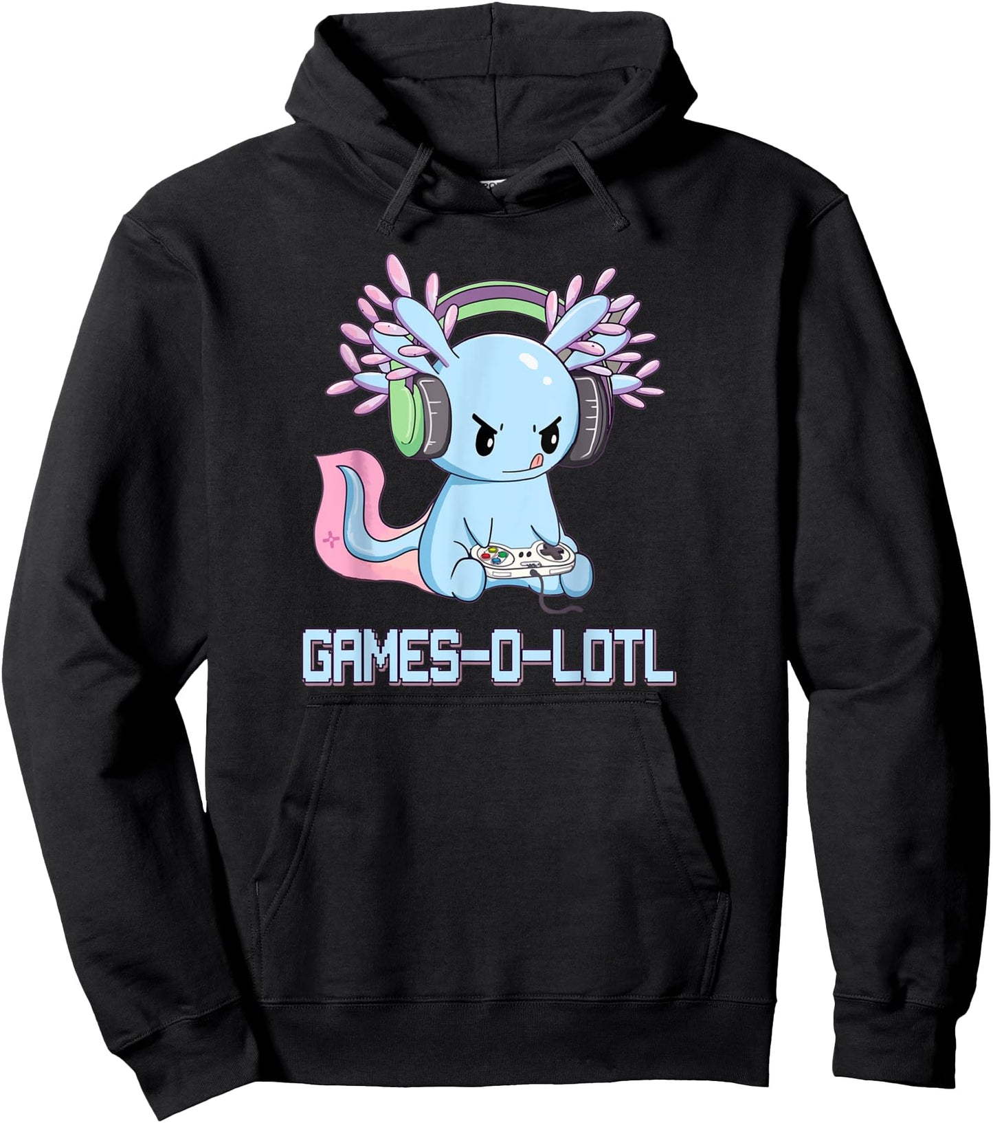 Gamesolotl Axolotl Video Gamer Kawaii Pastel Goth Anime Pullover Hoodie