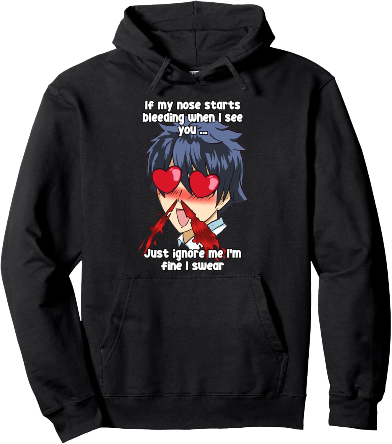 Funny Nose Bleed Anime Perv Simp Otaku Manga Anime Humor Pullover Hoodie