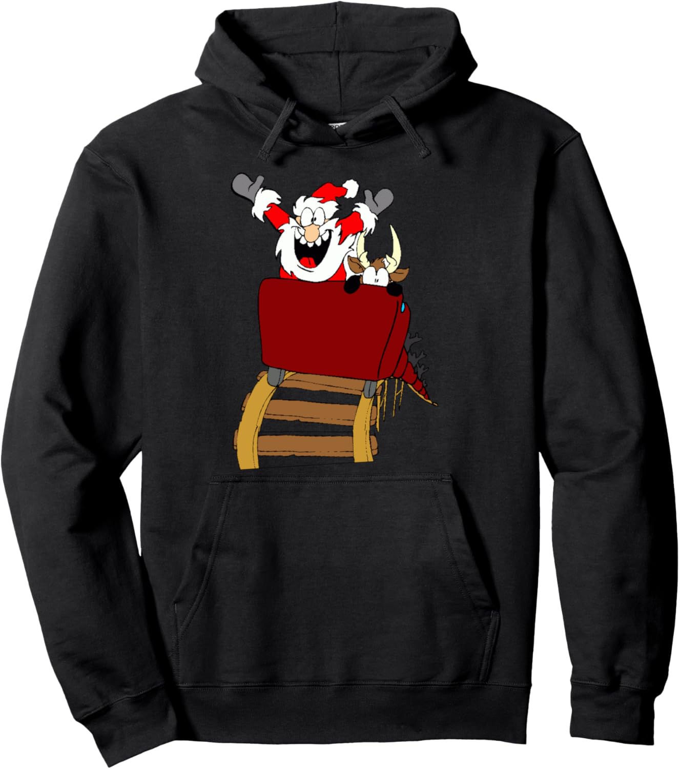Funny Xmas Christmas Roller Coaster Santa Go For A Ride Day Pullover Hoodie