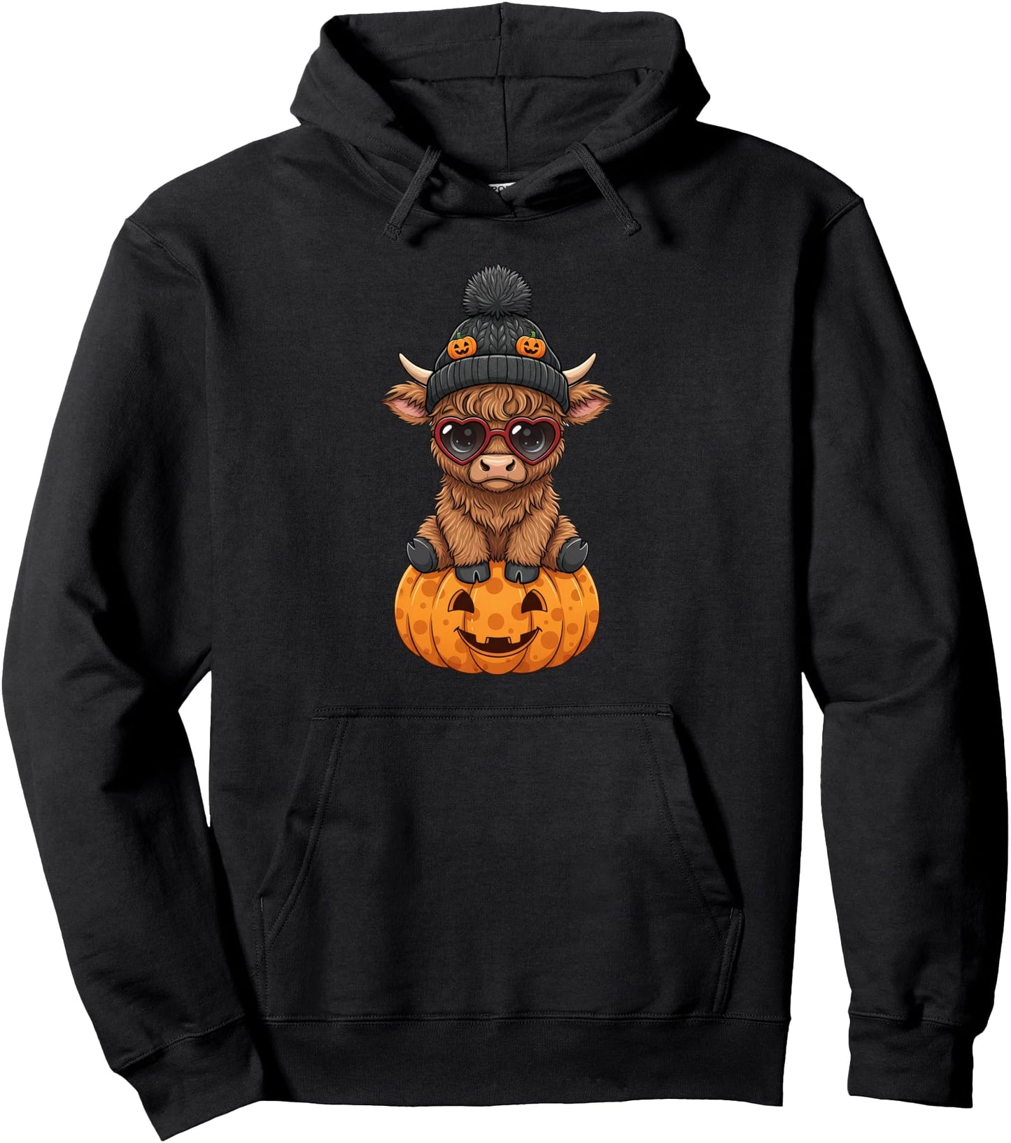 Halloween Costume Highland Cow Pumpkin Autumn Men Women Pullover Hoodie