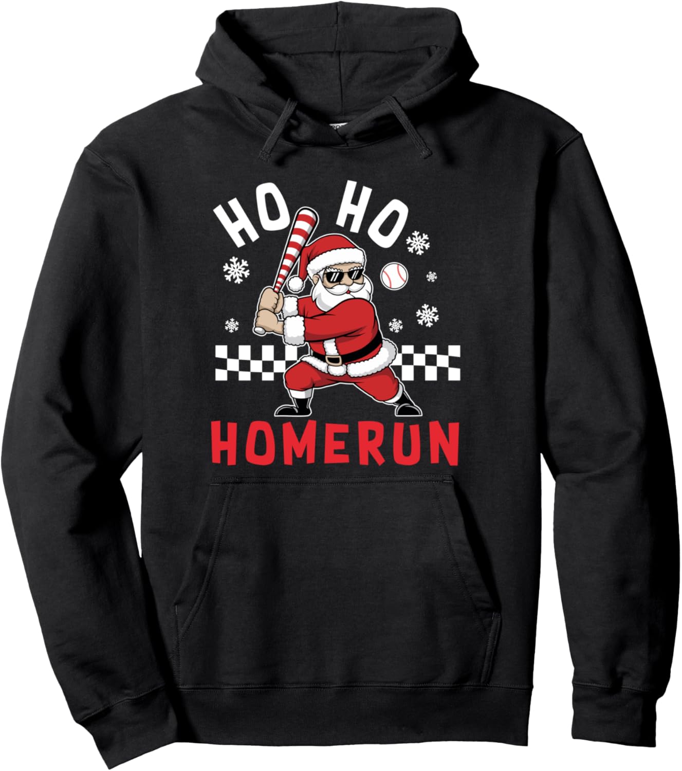Ho Ho Homerun Baseball Christmas Kids Boys Santa Baseball Pullover Hoodie