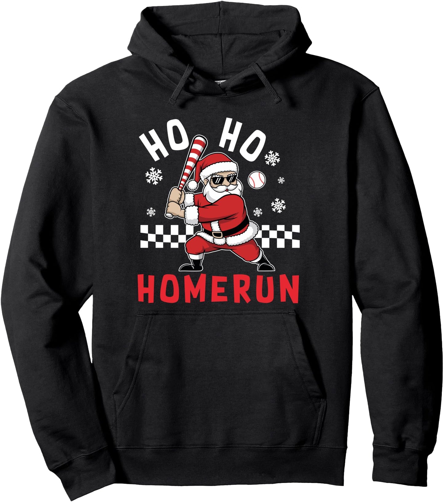Ho Ho Homerun Baseball Christmas Boys Santa Baseball Pullover Hoodie