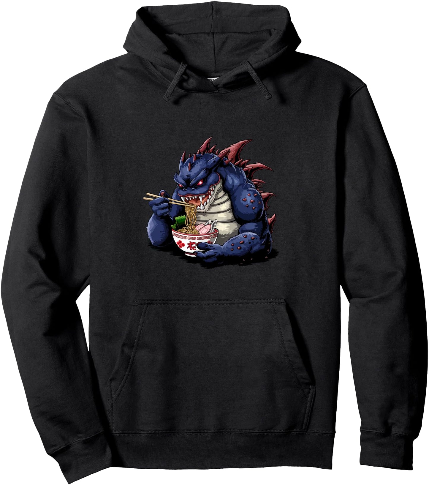 Funny Kaiju Eating Ramen Japanese Monster Lover Birthday Pullover Hoodie