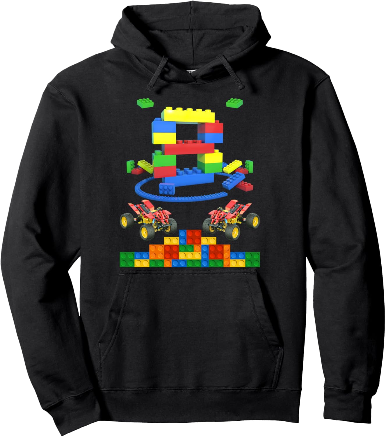 8 Year Old Builder Boy Girl Gifts Building Blocks Birthday Pullover Hoodie