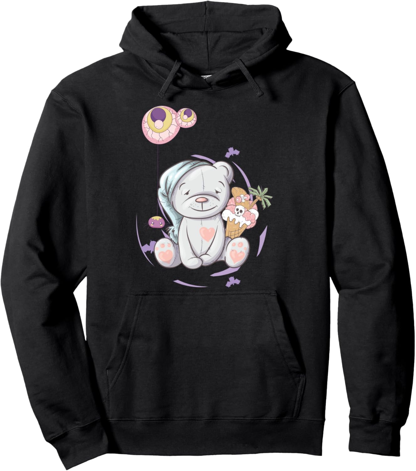 Alt Aesthetic Pastel Goth Sleepy Bear Vaporwave Anime Pullover Hoodie