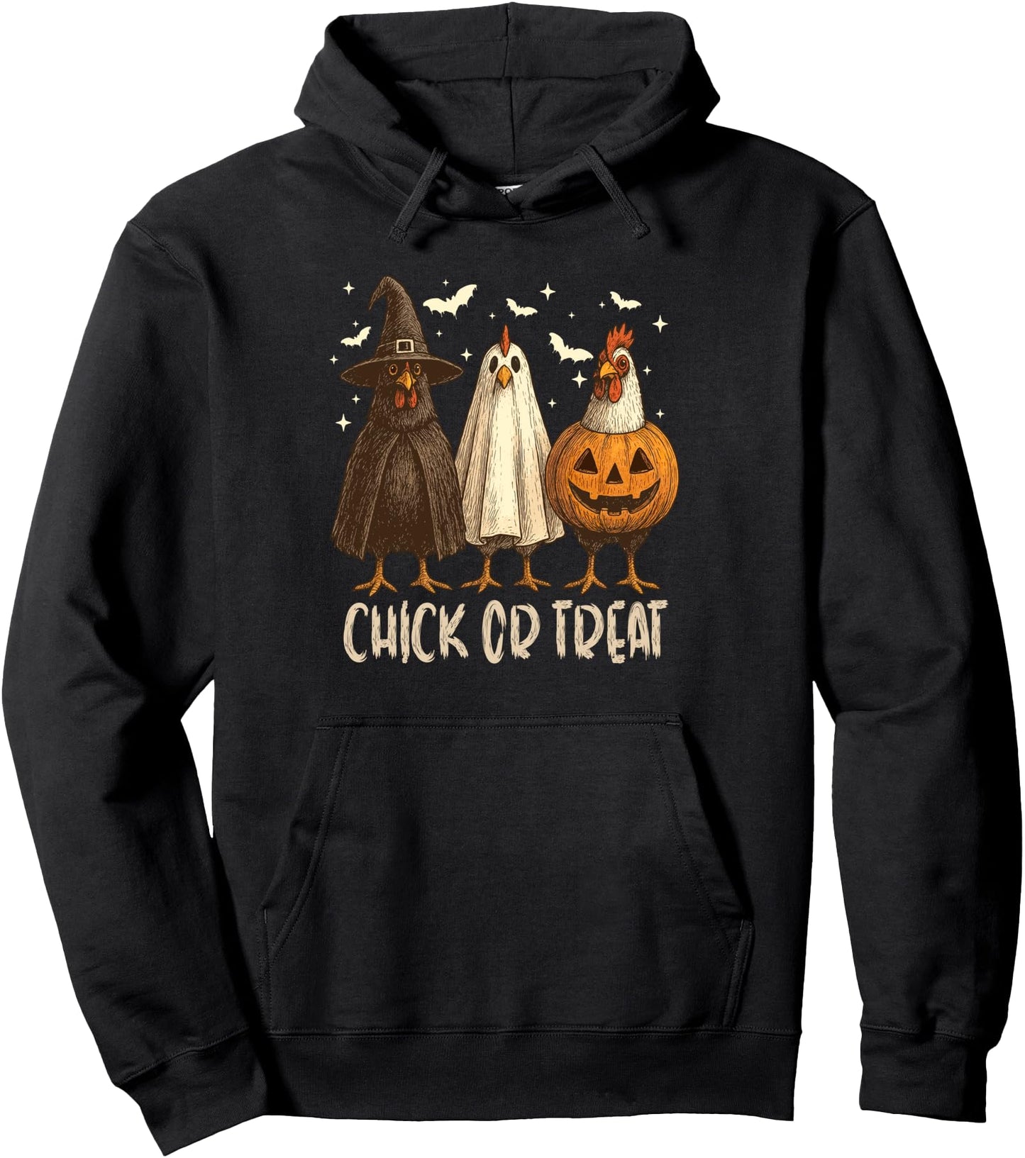 Horror Funny Chick Or Treat Chickens Ghost Witchy Halloween Pullover Hoodie
