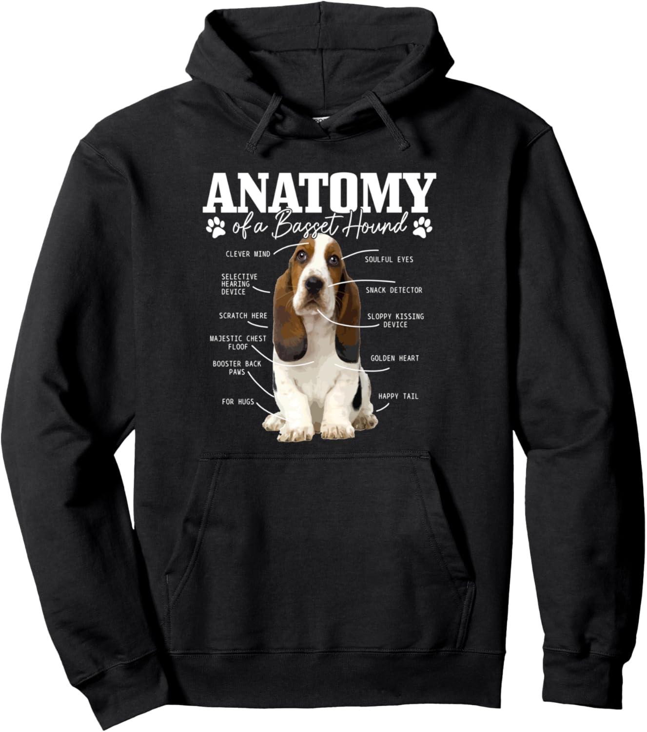 Anatomy Of A Basset Hound Funny Cute Dog Basset Mom Dad Pullover Hoodie