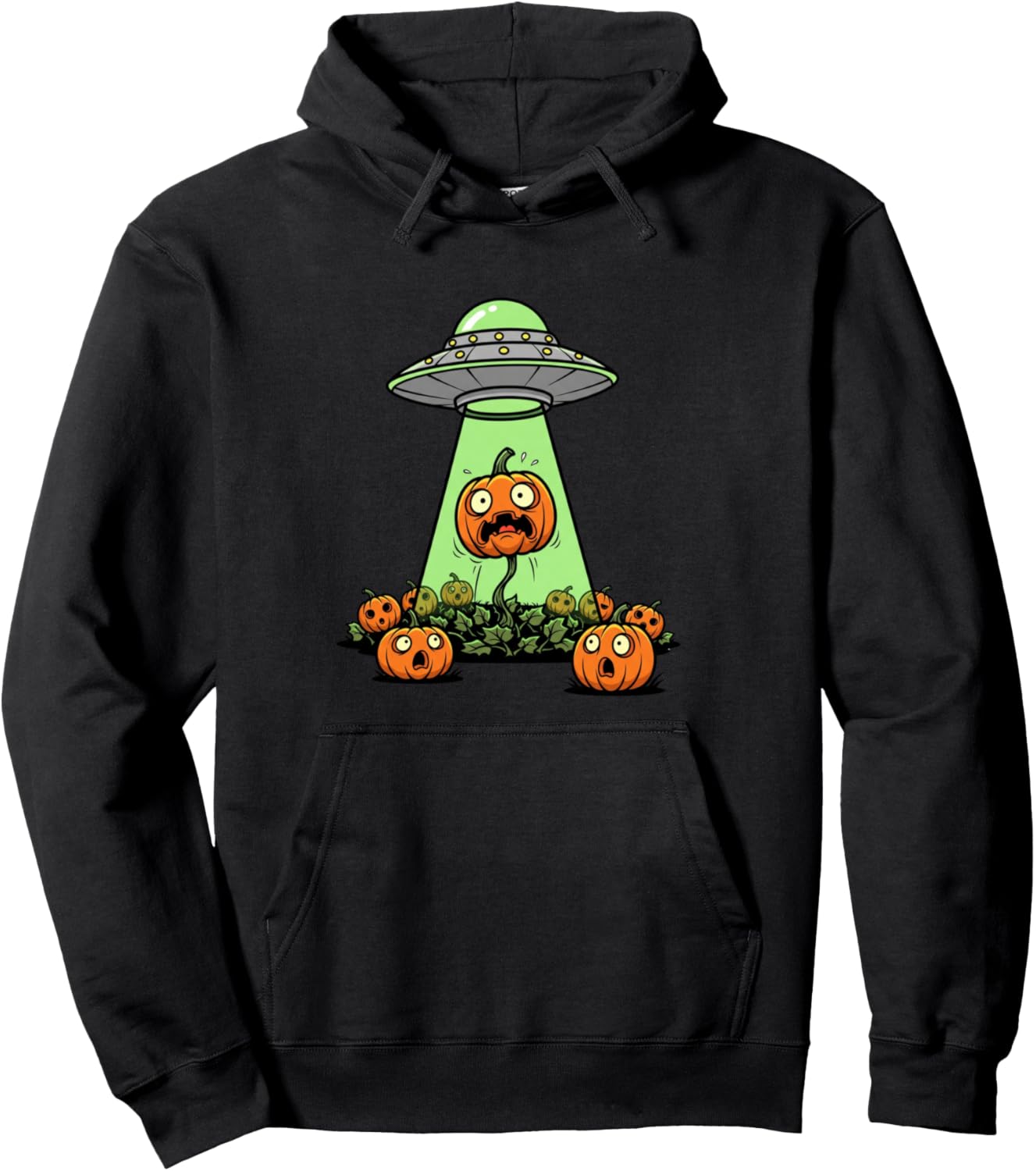 Alien Abduction Funny Pumpkin Halloween Light UFO Tee Jack O Pullover Hoodie