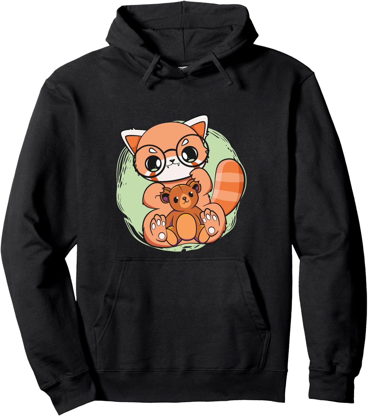 Red Panda With Baby Teddy Bear Toy Cute Chibi Anime Pullover Hoodie