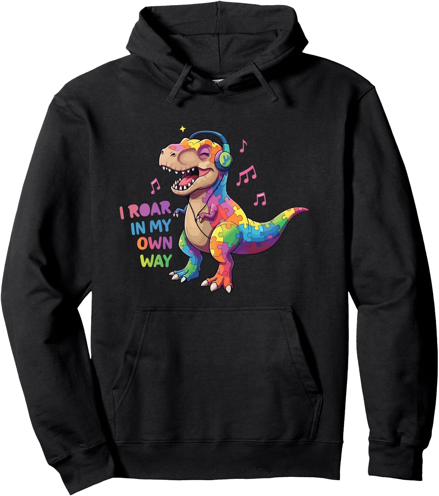 Autism Awareness Women Men mom T-Rex with puzzle piece Pullover Hoodie