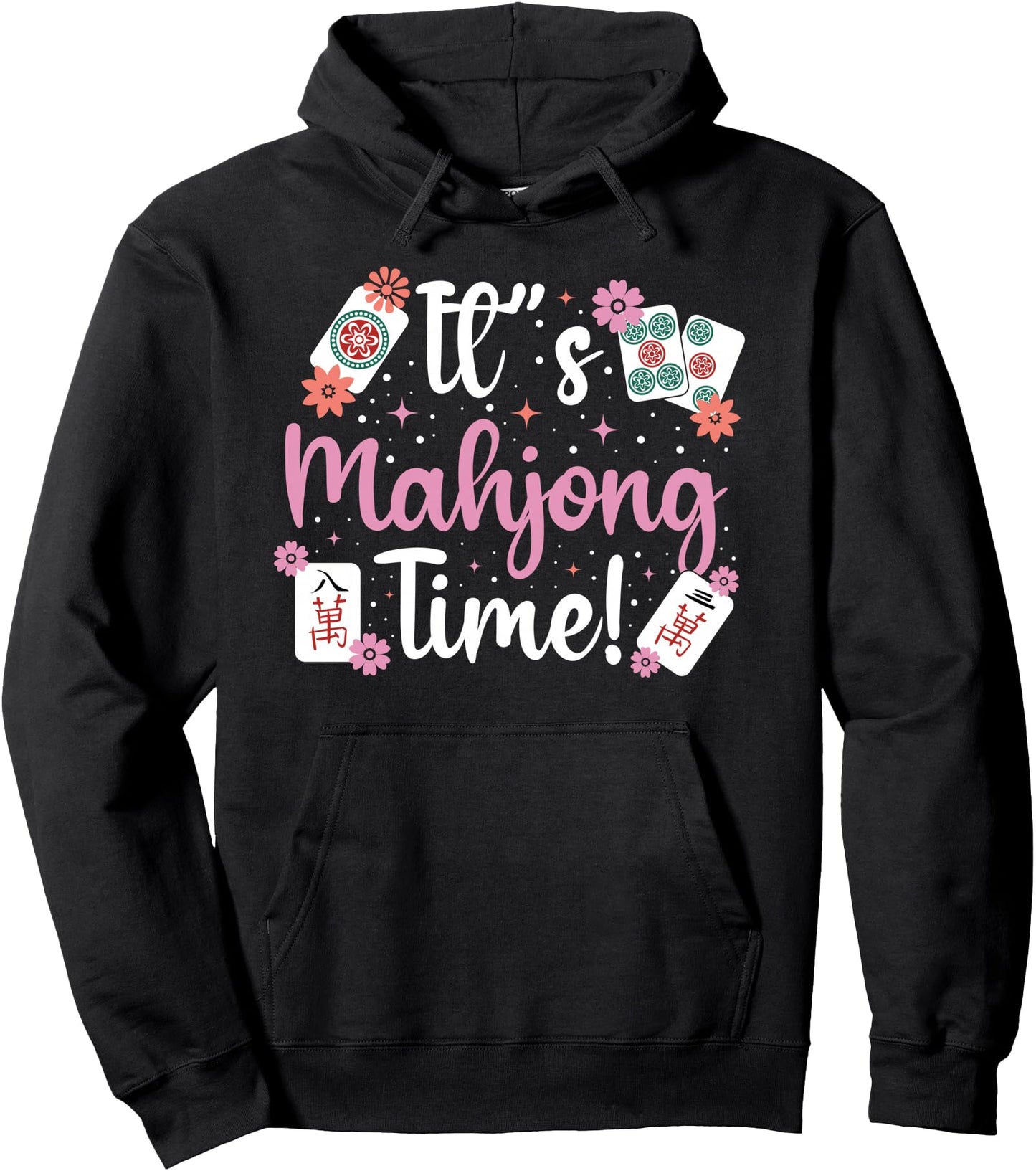 It's Mahjong Time! Mahjong & Cherry Blossoms for Women Girls Pullover Hoodie