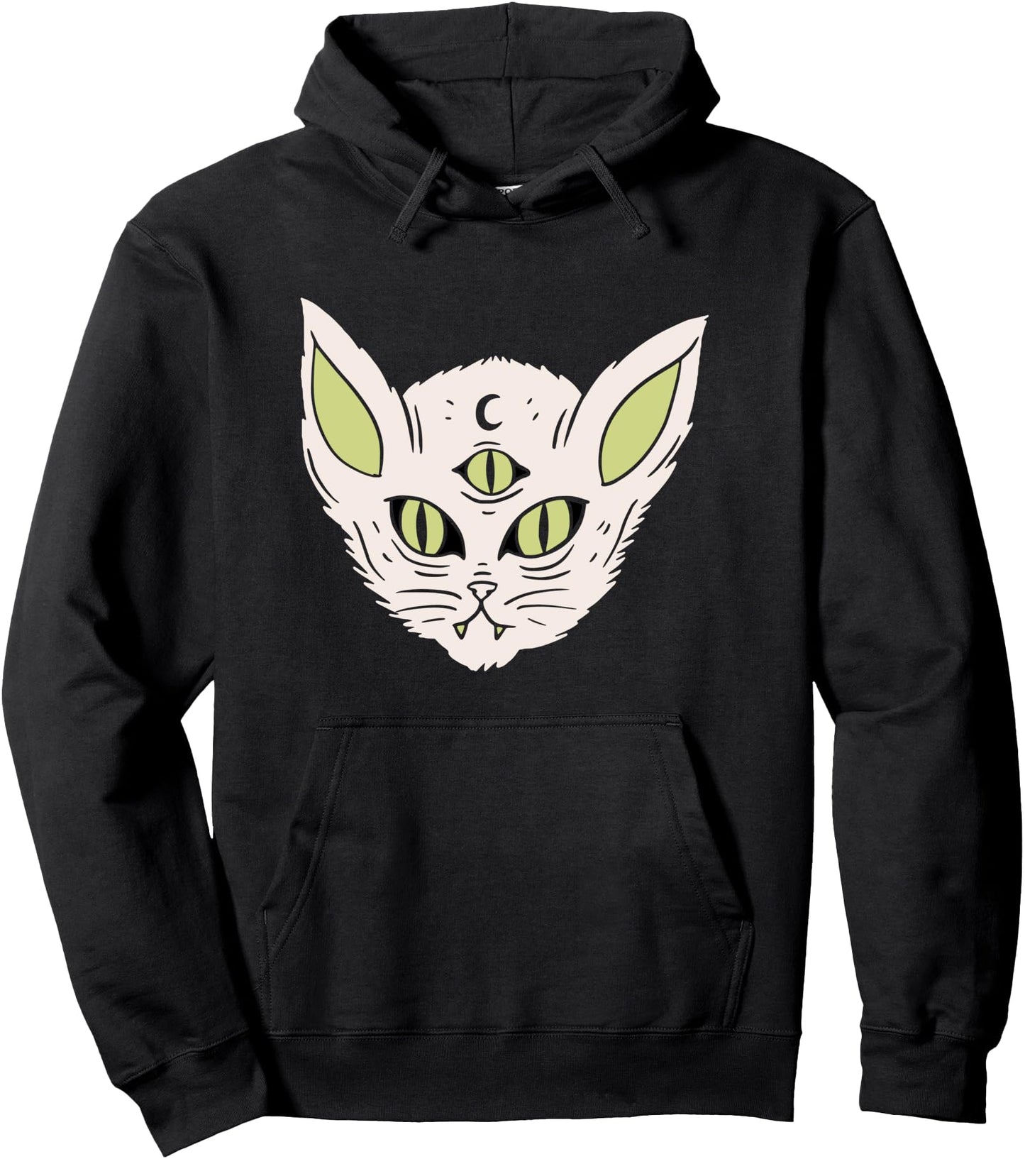 Creepy Three Eyed Cat Halloween Holiday Pullover Hoodie