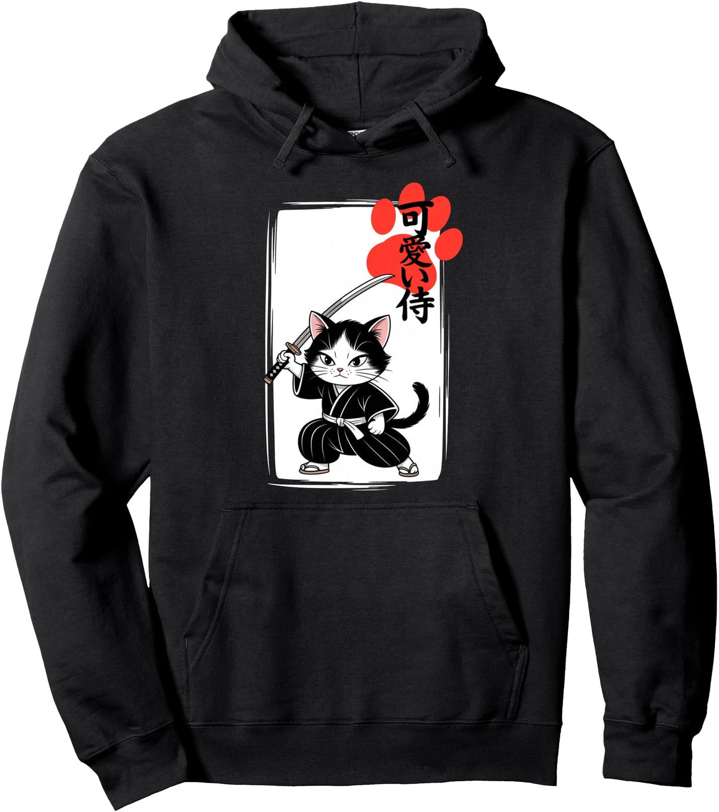Kawaii Samurai Cat - Cute Japanese Katana Kitten Pullover Hoodie