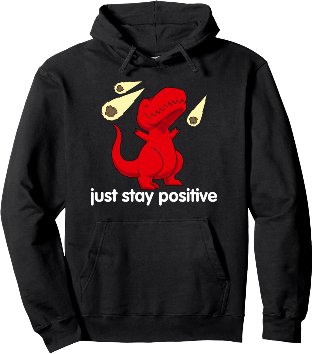 Stay Positive Dinosaur Pullover Hoodie