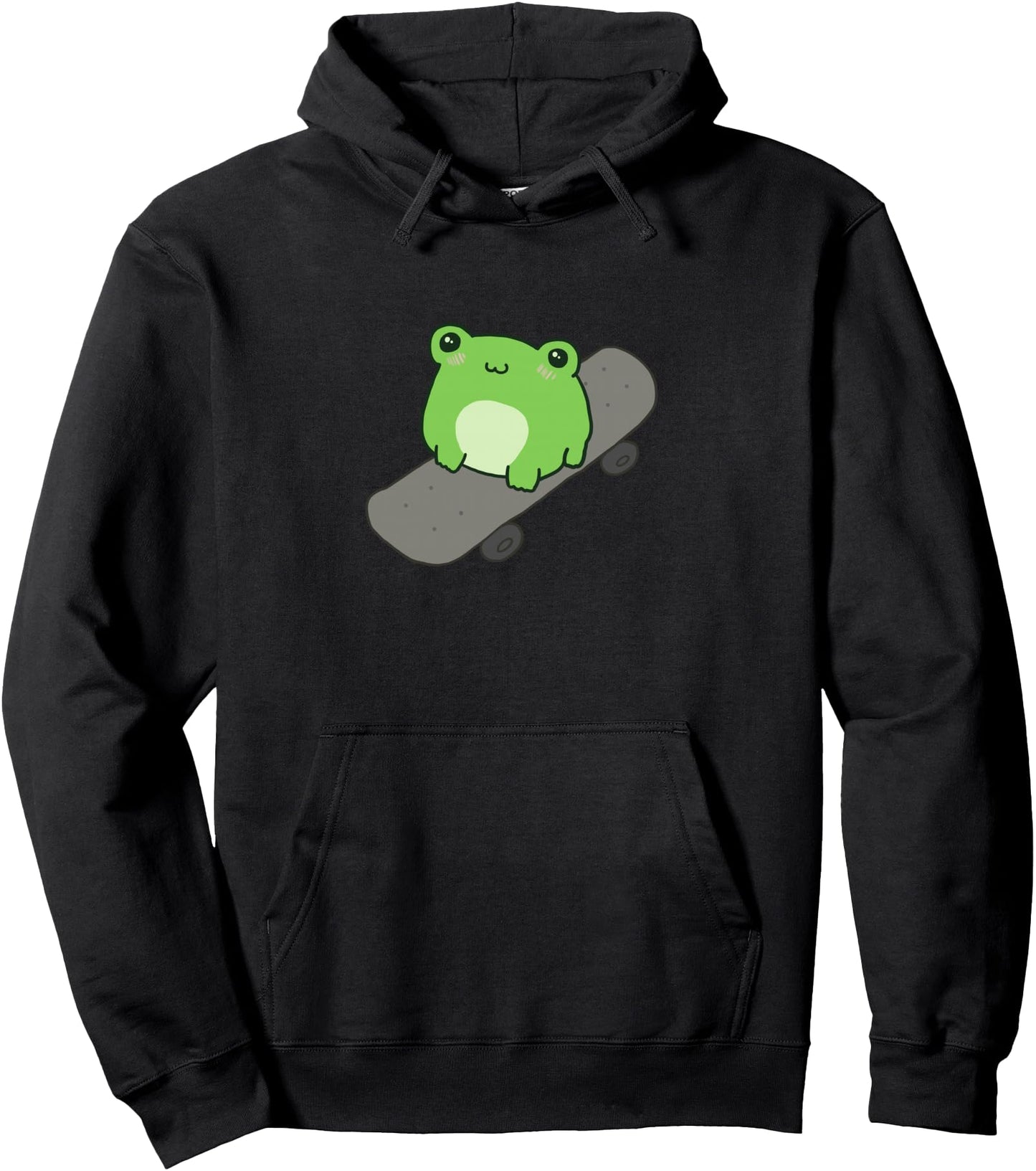 Cute Frog on Skateboard - Kawaii Aesthetic Frog Pullover Hoodie