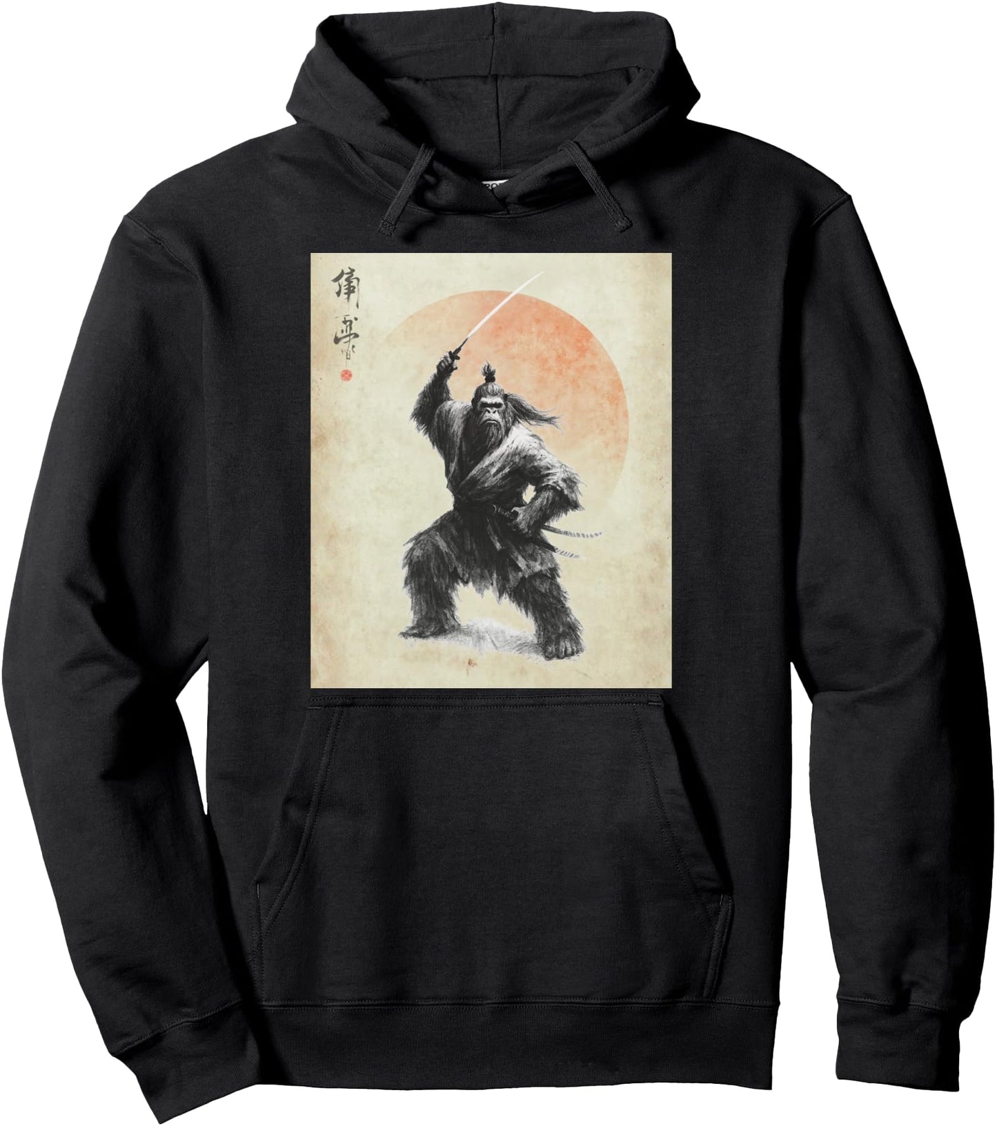Samurai Sasquatch Japanese Vintage Pullover Hoodie