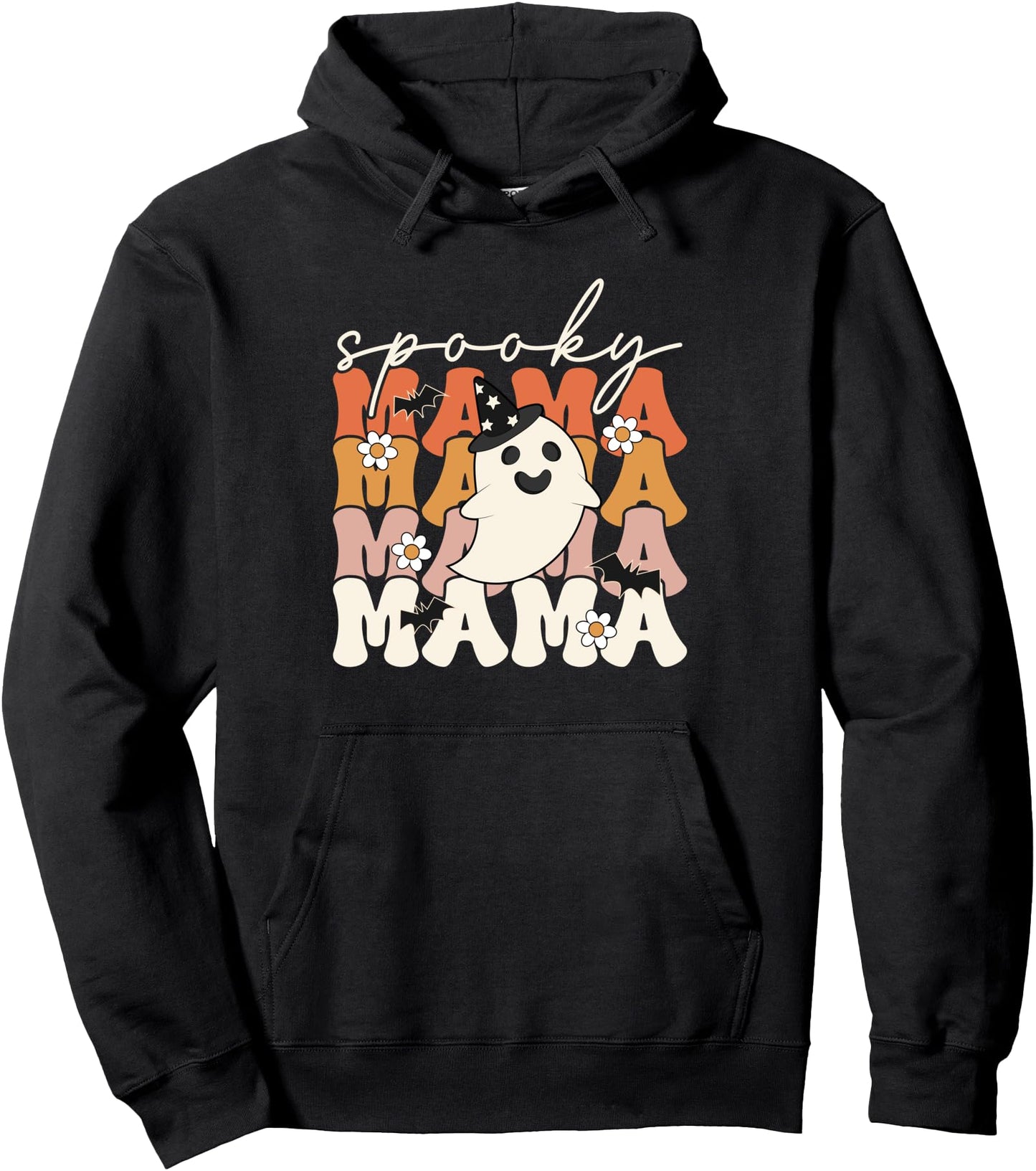 Spooky Mama Funny Mom Halloween Ghost Witch Bat Pullover Hoodie