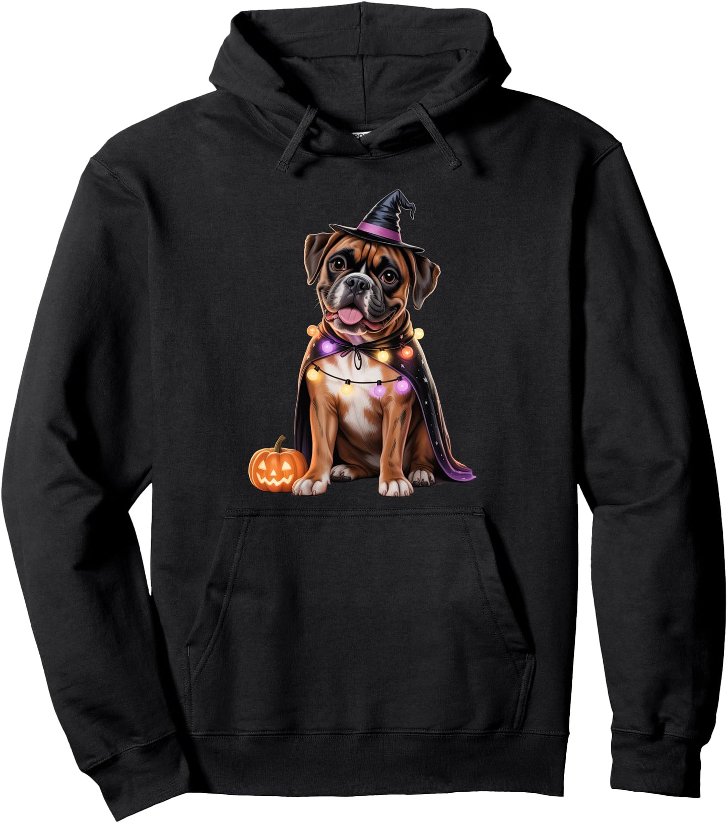 Boxer Dog Halloween Witch Pullover Hoodie