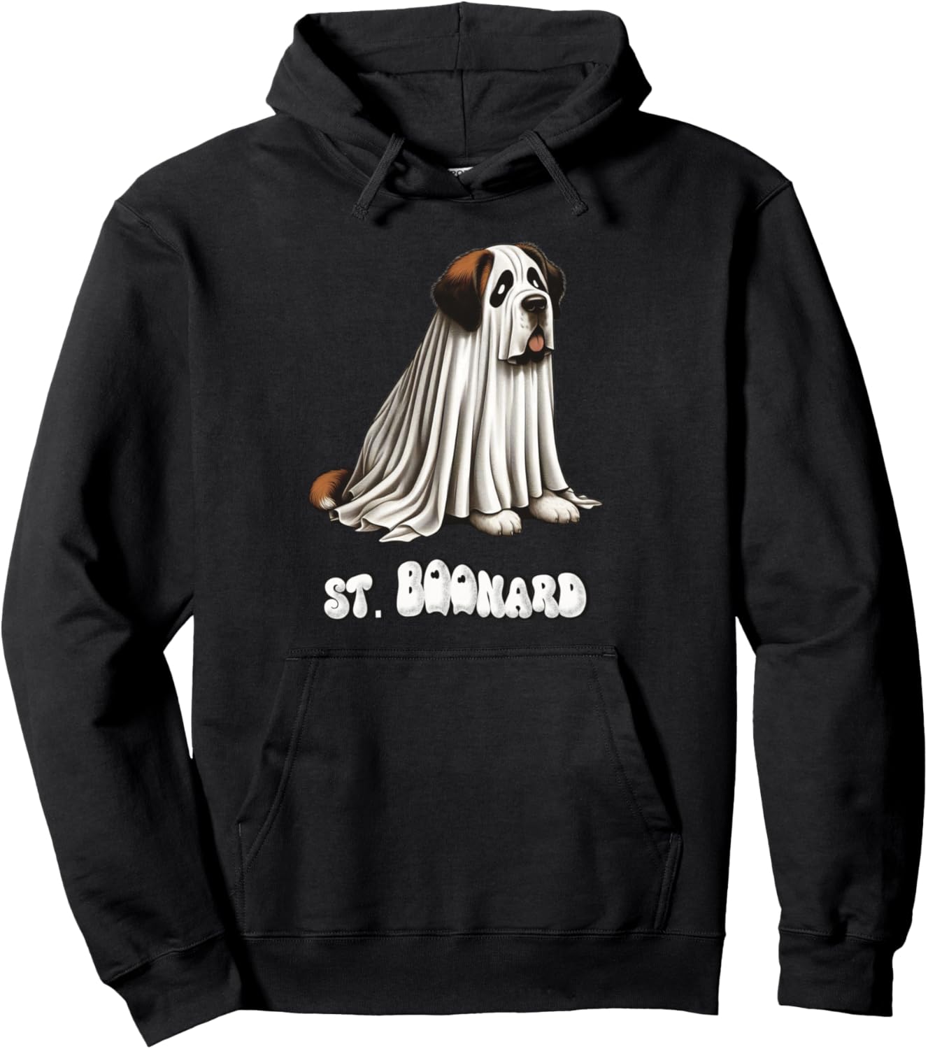 Funny Saint Bernard Halloween Ghost, St. Boonard, Dog Mom Pullover Hoodie