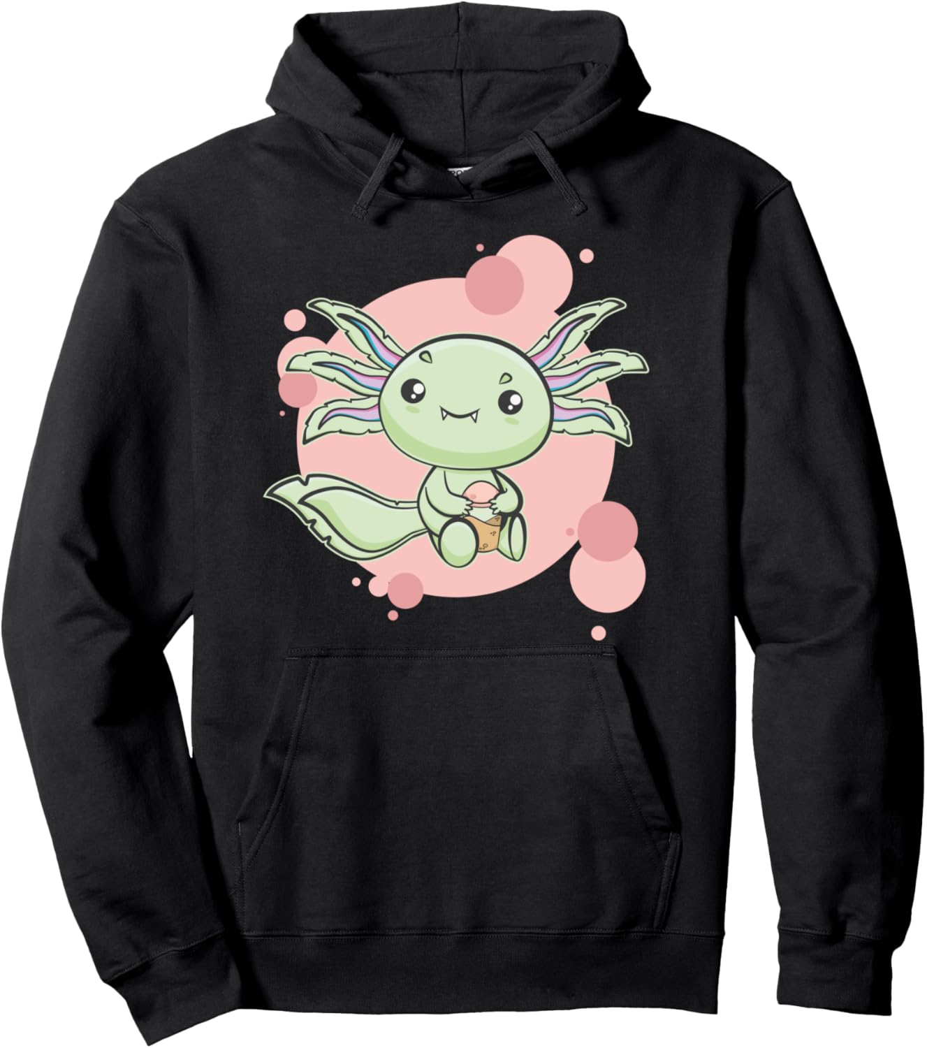 Axolotl Kawaii Pastel Goth Pearl Bubble Tea Vaporwave Anime Pullover Hoodie