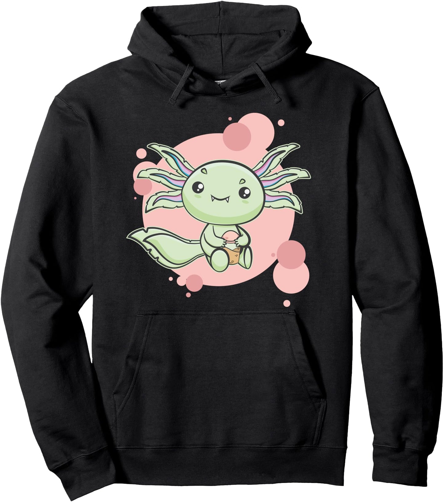 Axolotl Kawaii Pastel Goth Pearl Bubble Tea Vaporwave Anime Pullover Hoodie