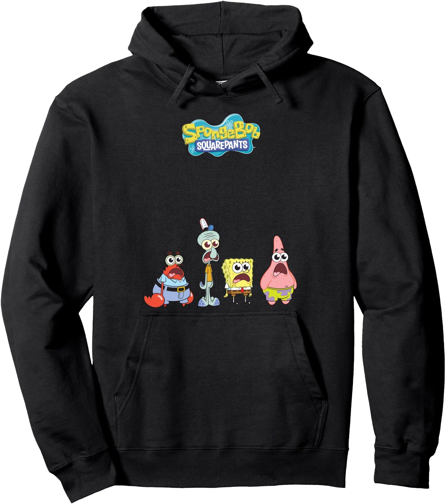 Spongebob Squarepants All Characters Surprised Face Pullover Hoodie