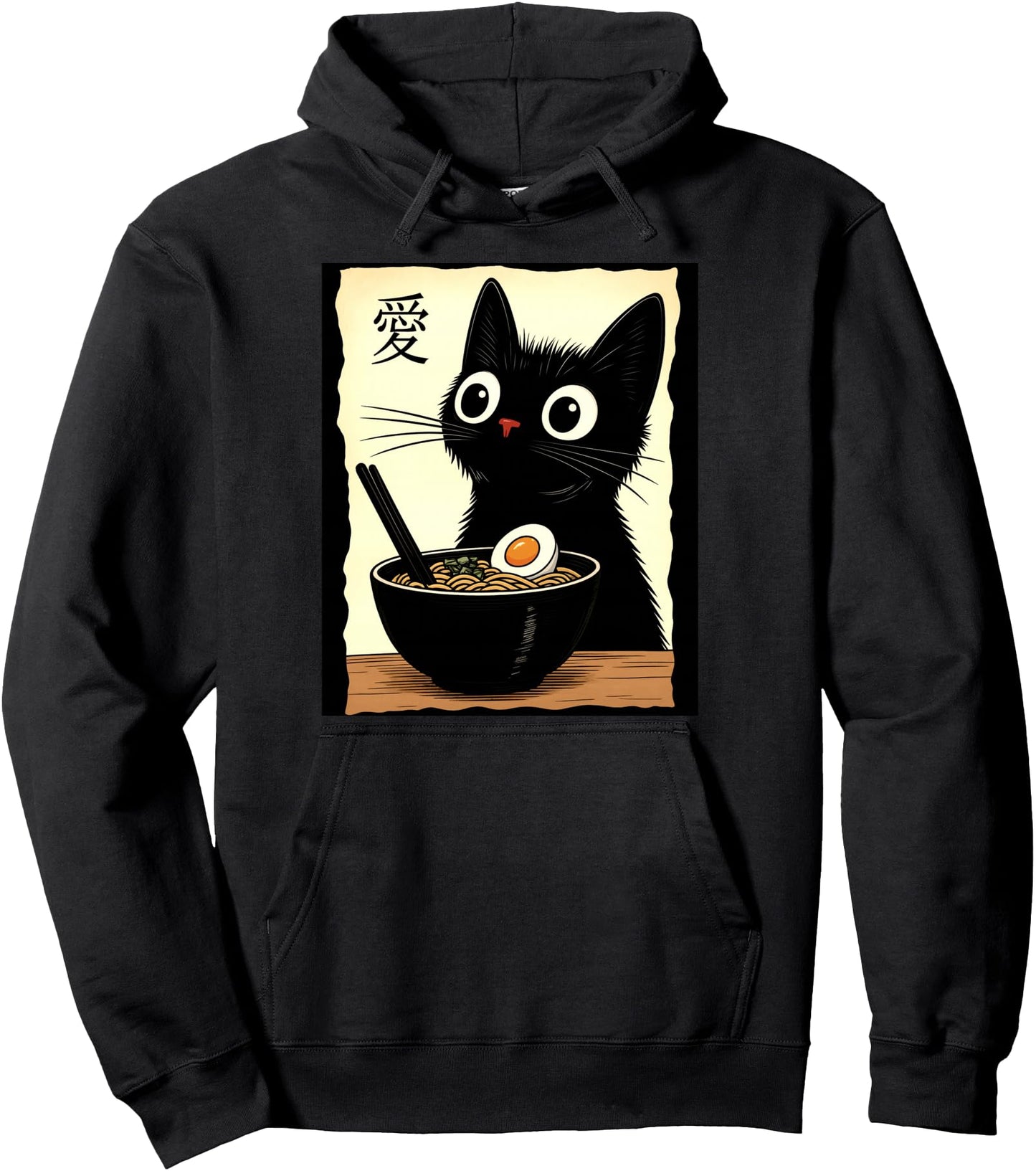 Kawaii Cat Eating Ramen Noodles Funny Anime Gift Girls Teens Pullover Hoodie