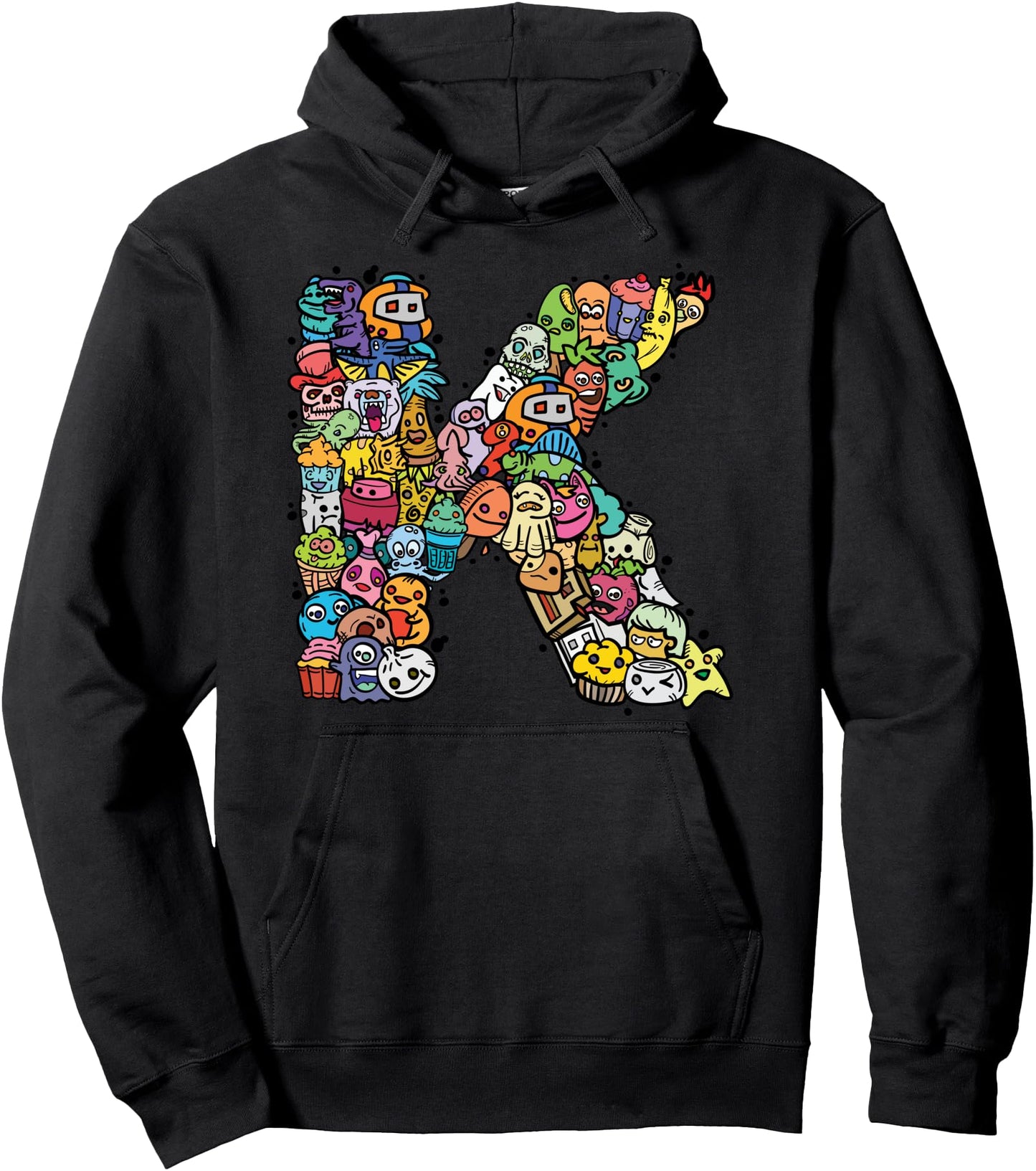 Letter K Monsters Alphabet Name Initial Cute Monogrammed Pullover Hoodie