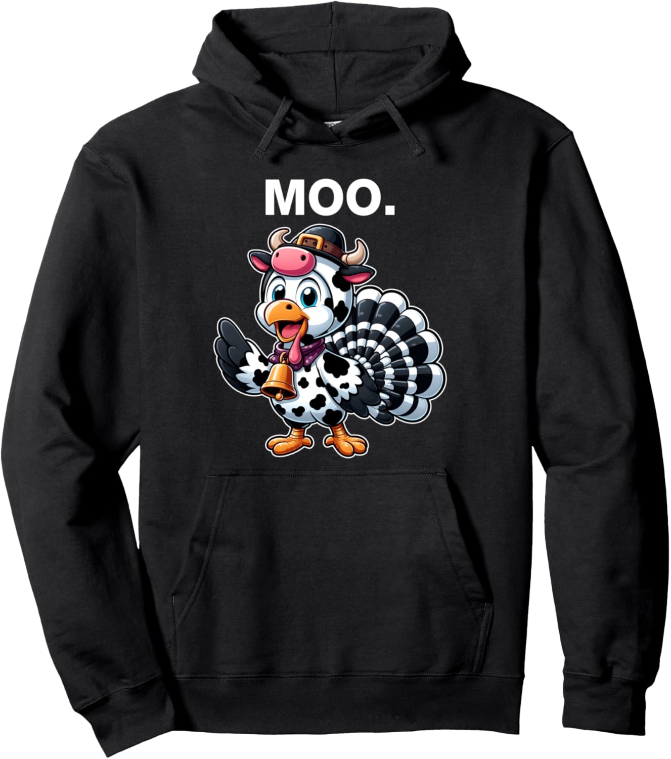 Thanksgiving Funny Turkey Moo in Cow Costume Toddler Kids Pullover Hoodie