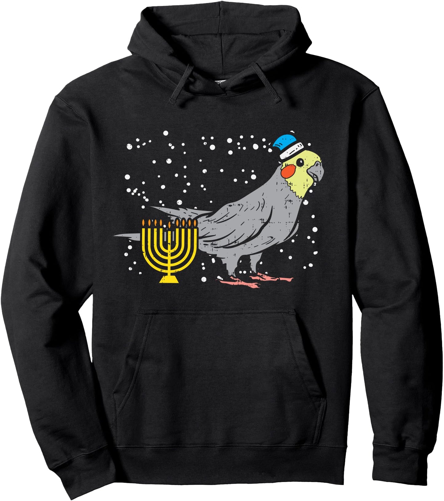 Cockatiel Menorah Jewish Cockatoo Parrot Bird Hanukkah Gift Pullover Hoodie