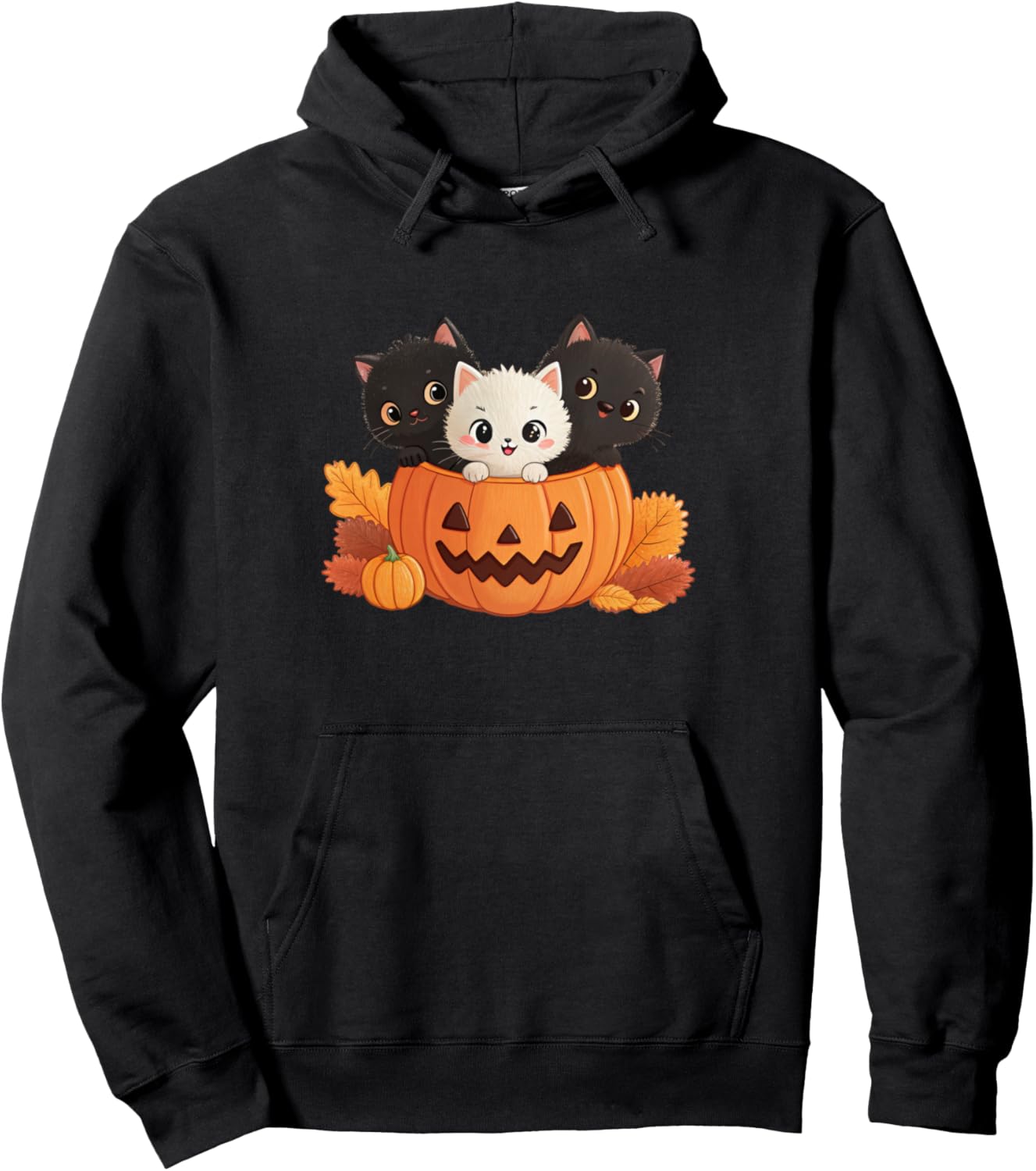 Adorable Halloween Cats in Pumpkin Spooky Season Pullover Hoodie