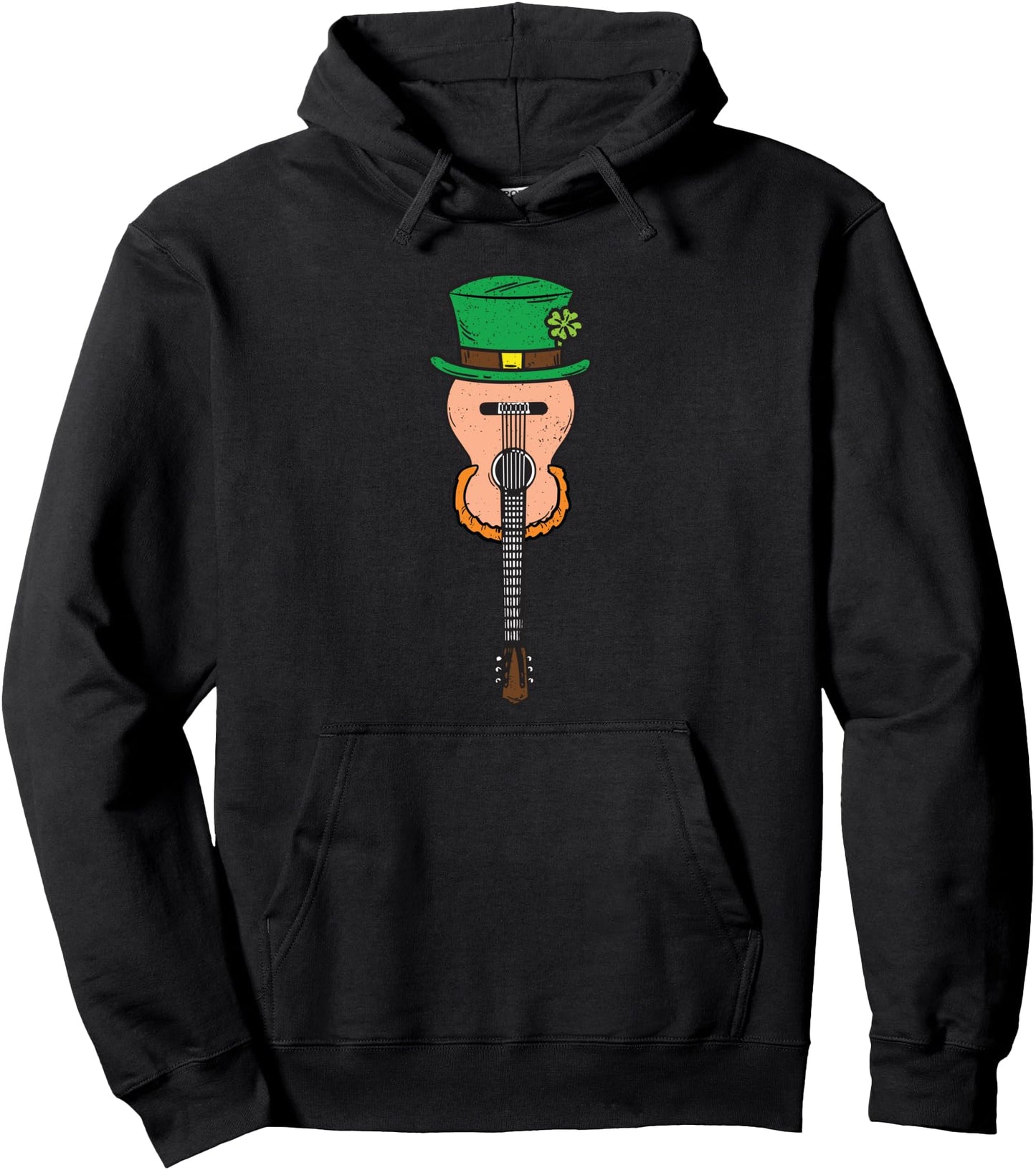 Guitar Leprechaun Hat St Patricks Day Shamrock Musician Pullover Hoodie