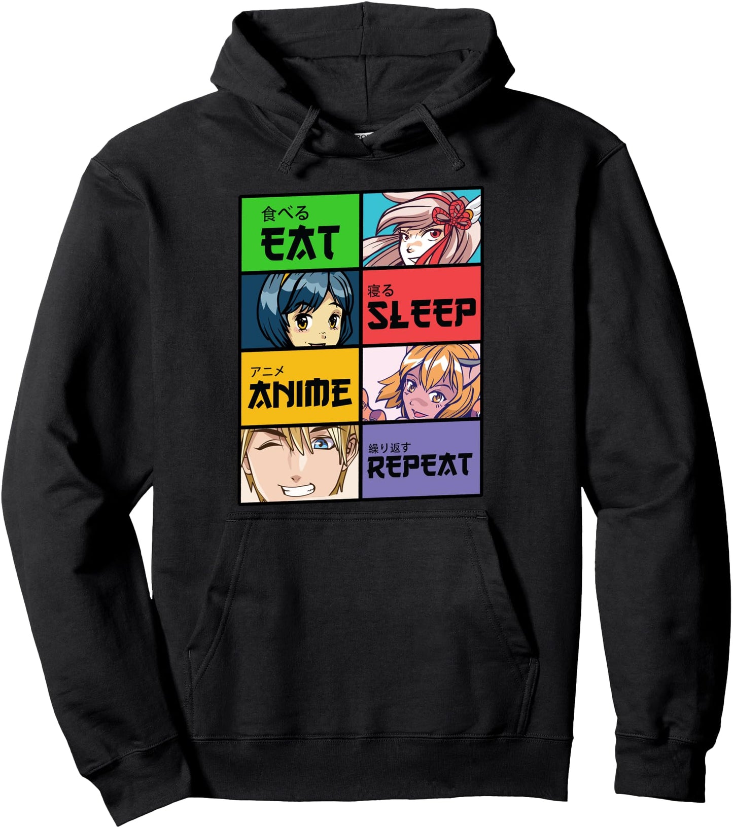 Cute Kawaii Manga \/ Cute Anime \/ Eat Sleep Anime Repeat Pullover Hoodie