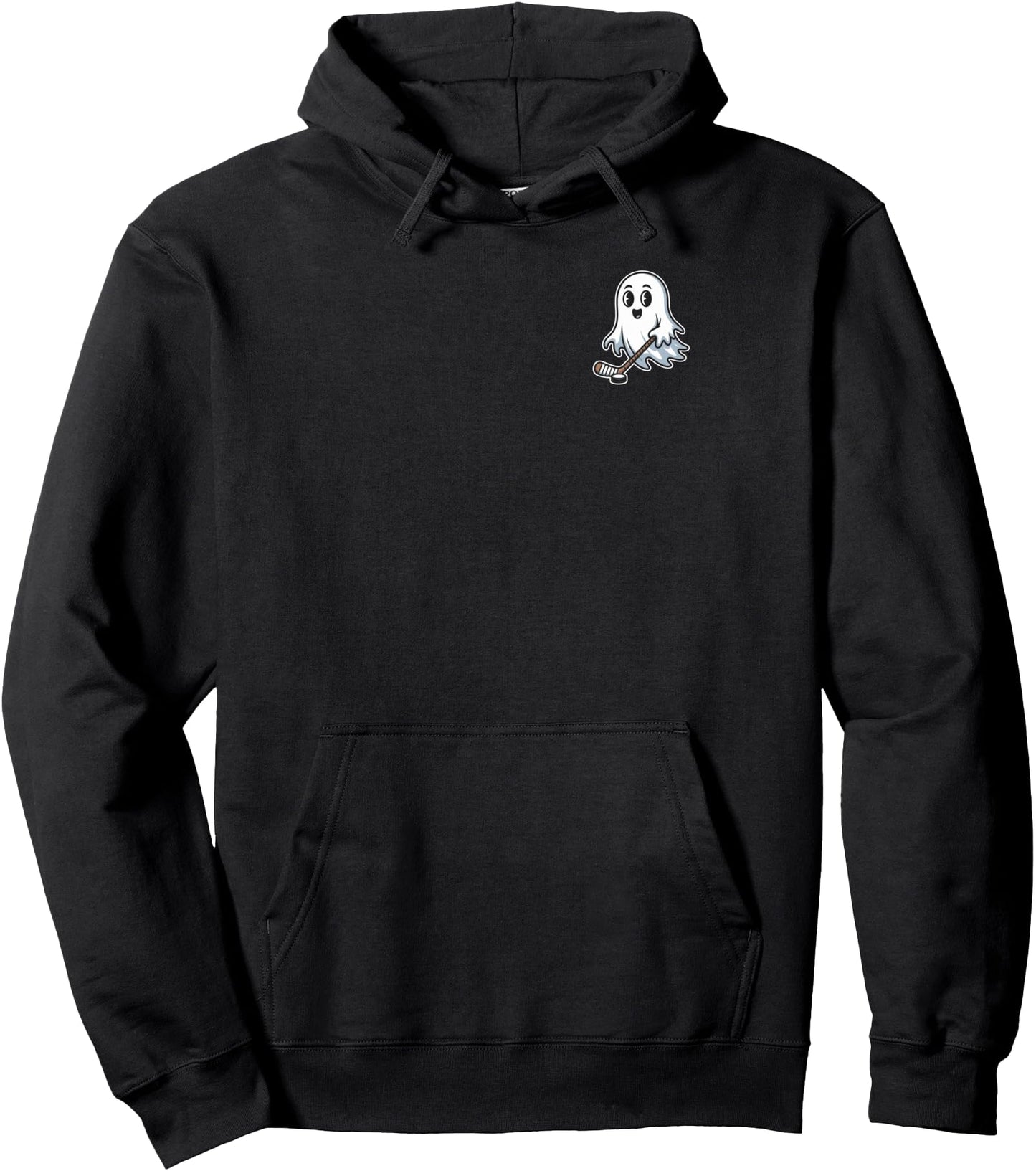 Spooky Ghost Playing Hockey Retro Halloween Costume Boys Pullover Hoodie