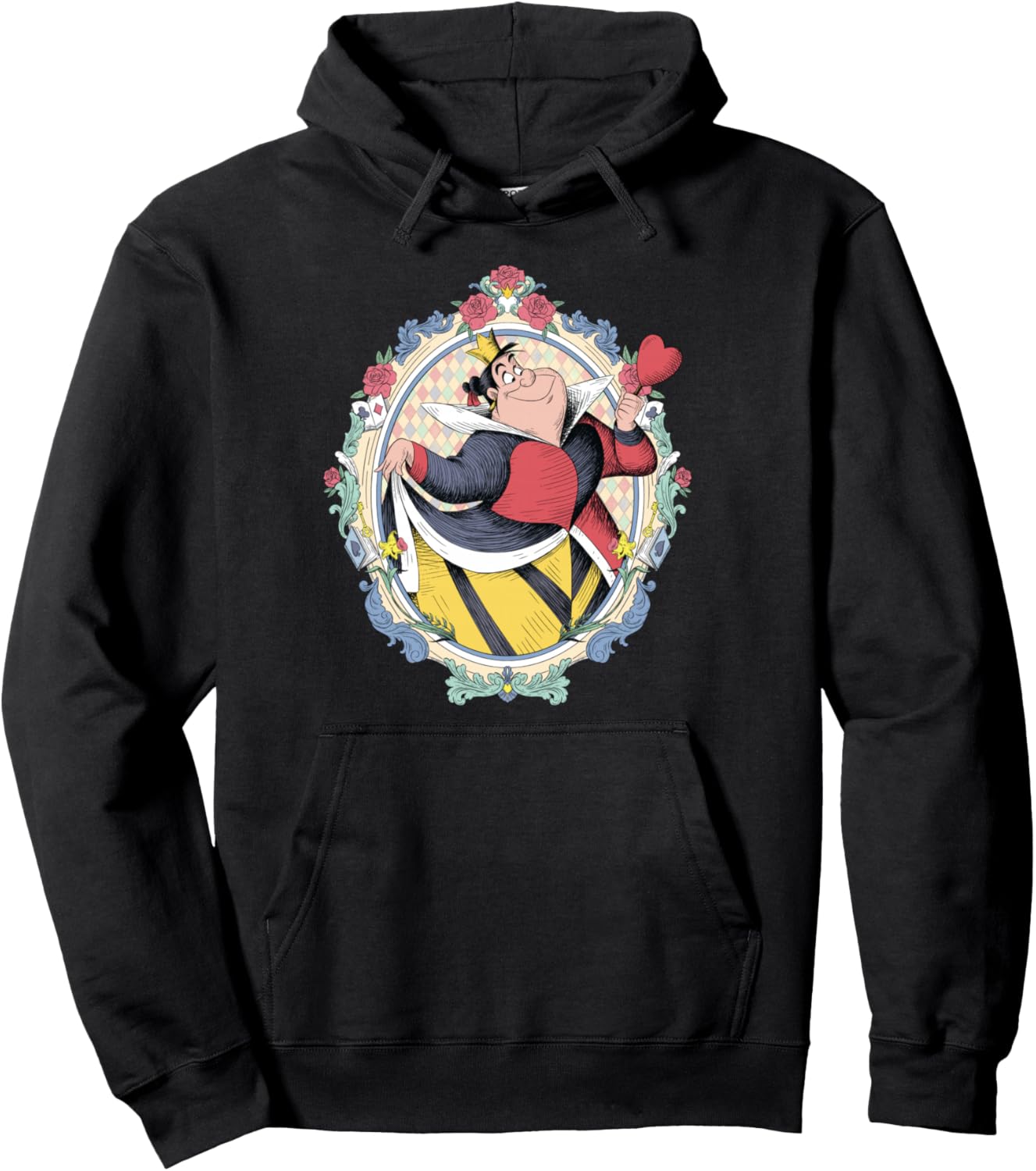 Disney Villains Queen of Hearts Wonderland Illustrated Style Pullover Hoodie