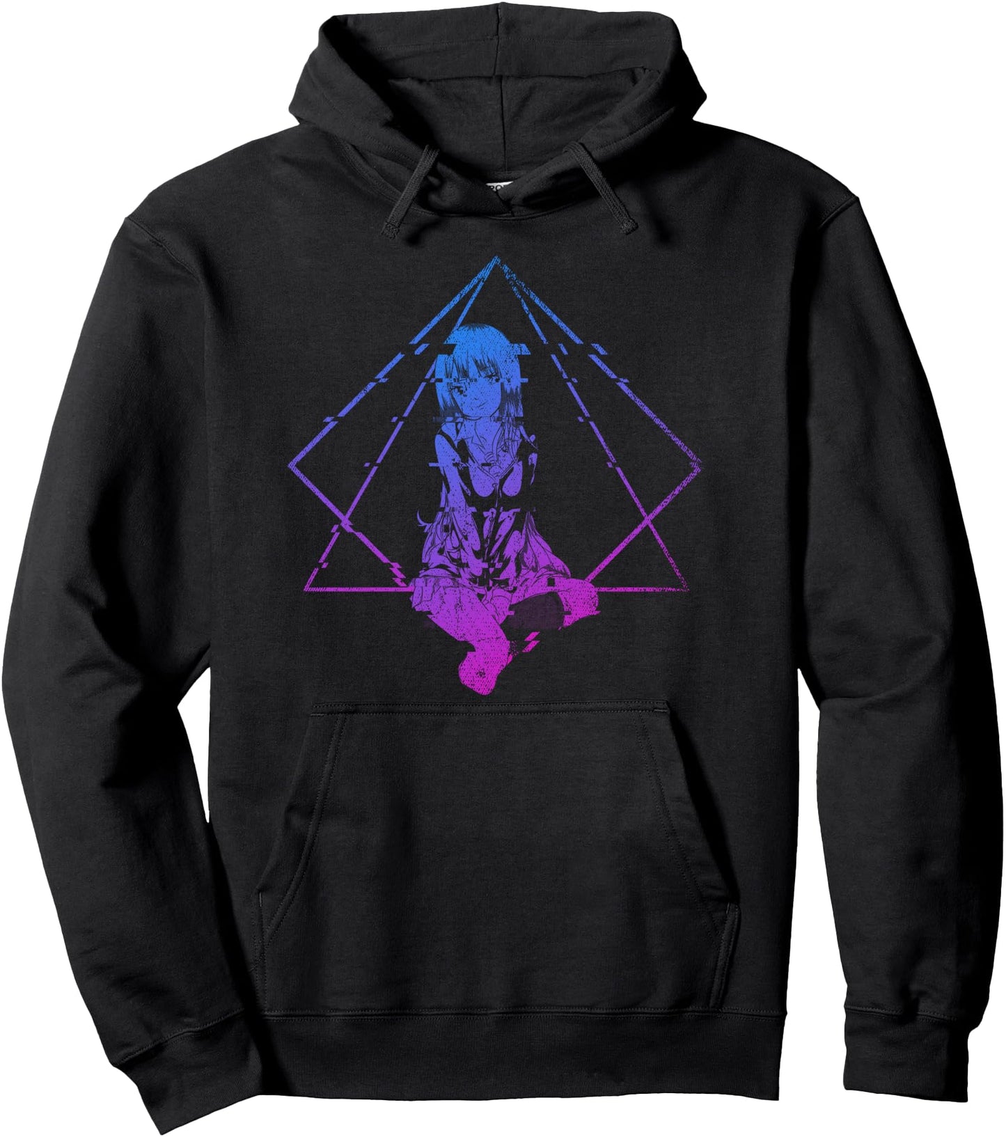 Glitch Japanese Anime Girl Otaku Manga Kawaii Anime Pullover Hoodie