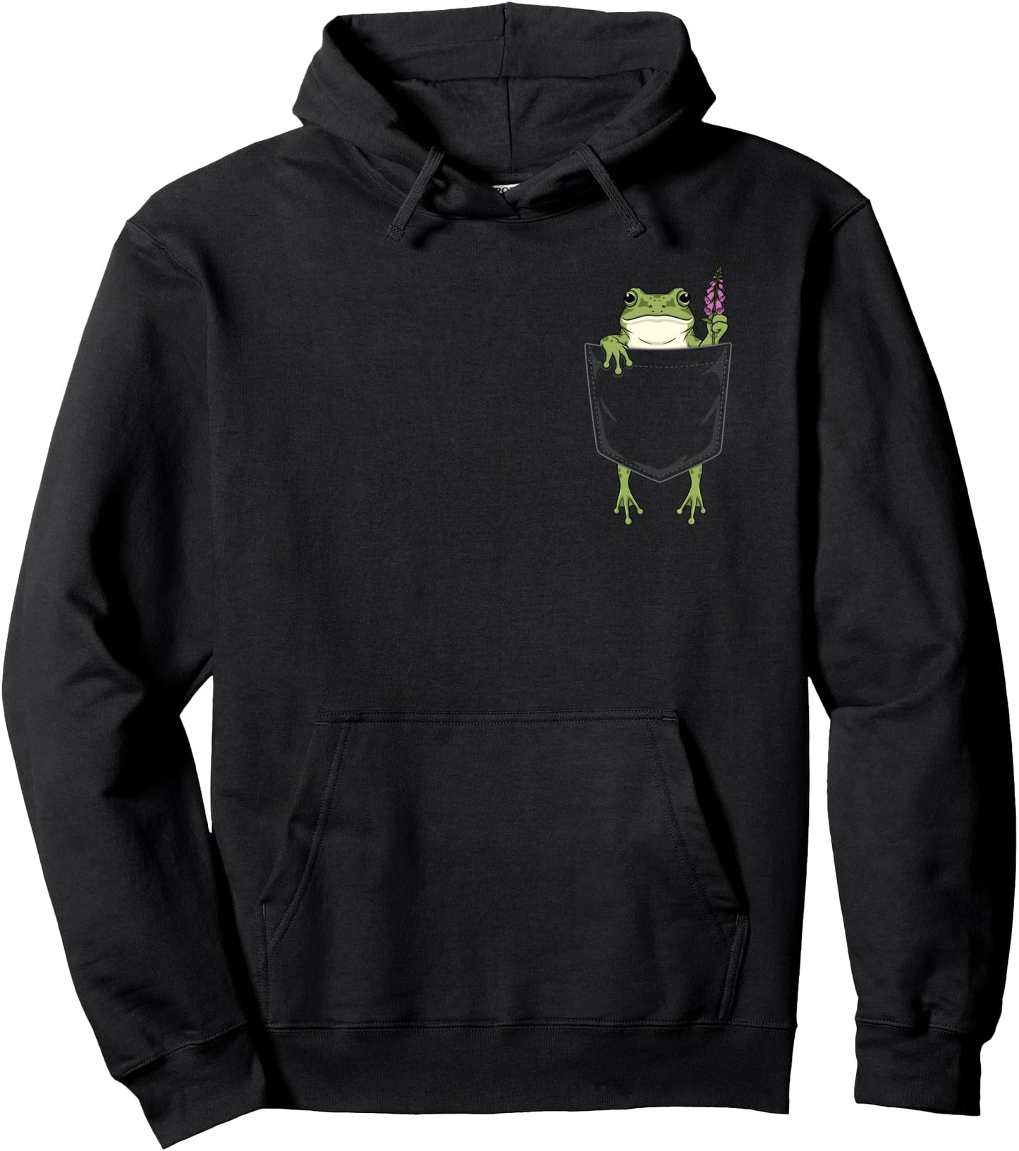 Subtle Resist Portland Frog Foxglove Flower Pocket Graphic Pullover Hoodie