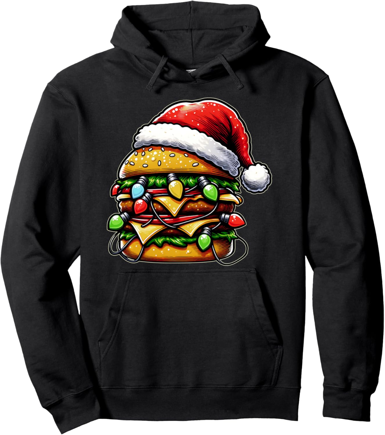 Cheeseburger Hamburger Christmas Hat Xmas Pullover Hoodie
