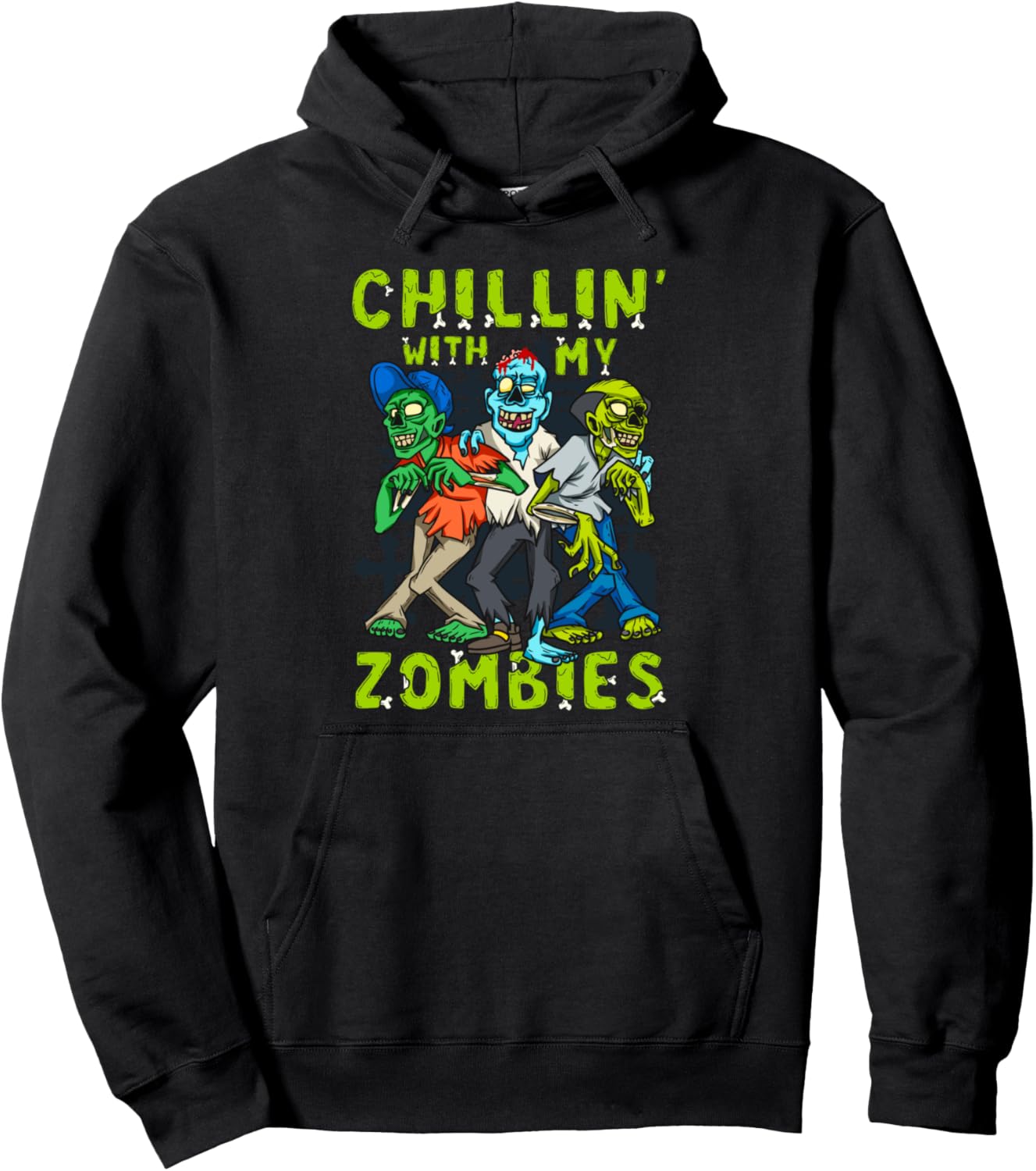 Chillin With My Zombies Halloween Boys Kids Funny Pullover Hoodie