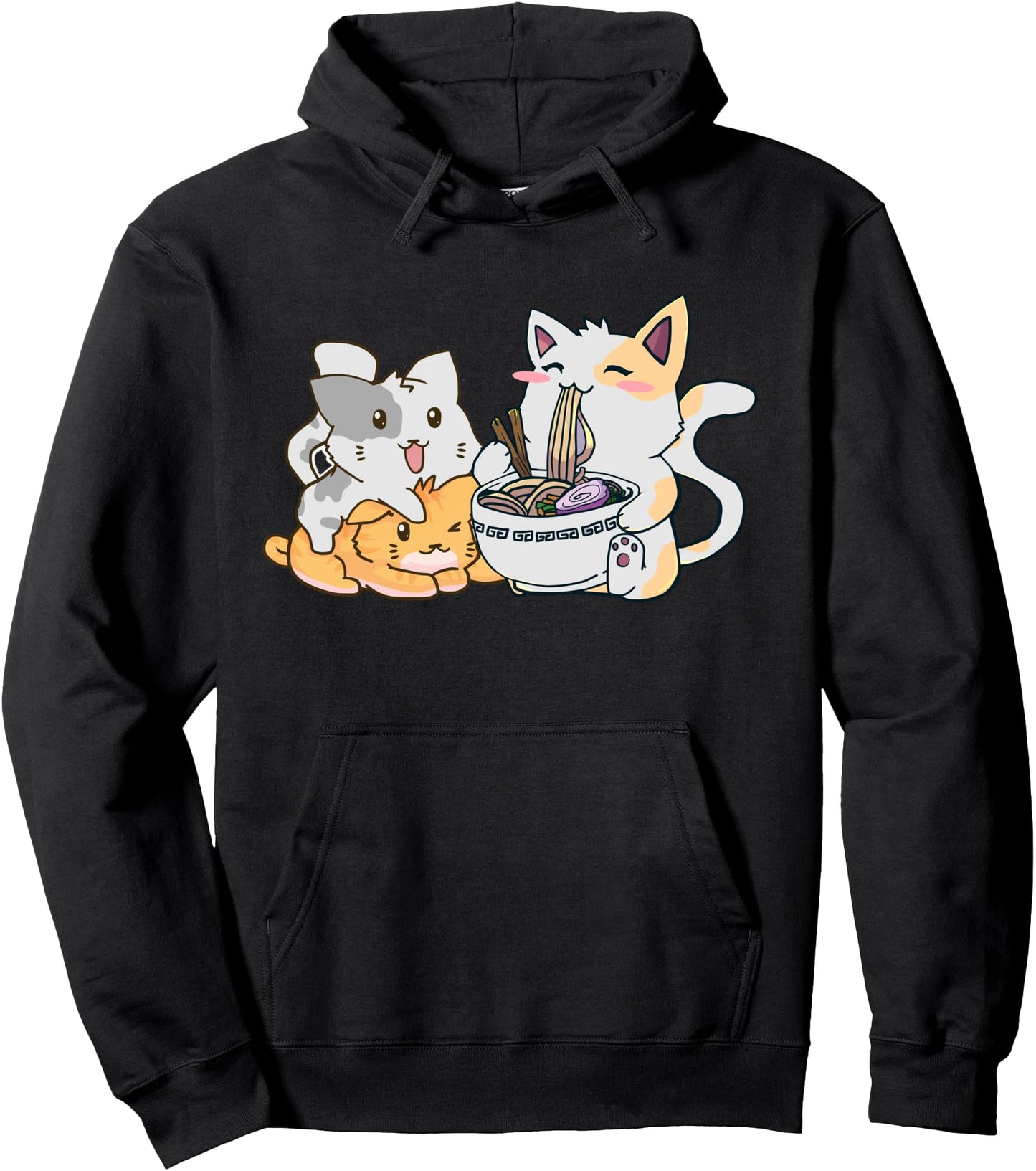 Anime Ramen Cats Kawaii Neko Japanese Gift Pullover Hoodie