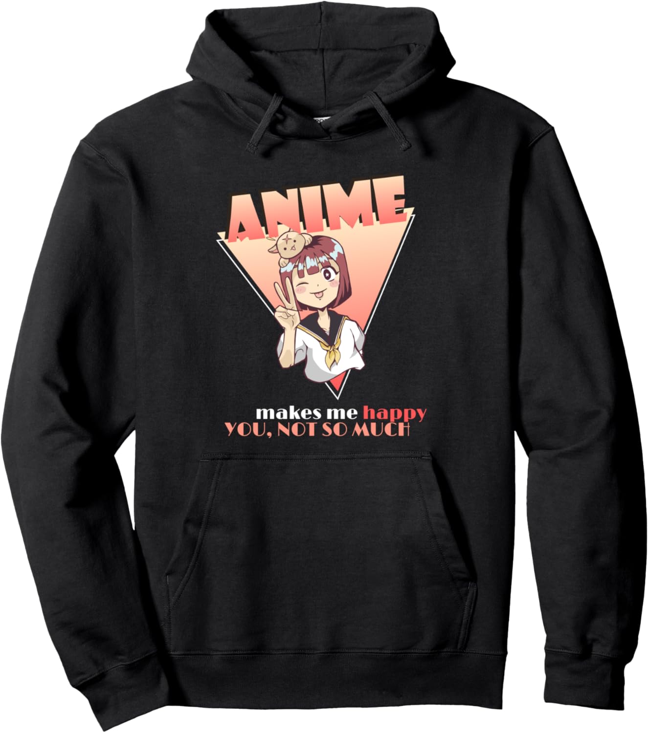 Anime makes me Happy Shirt Funny Japanese Aesthetic Anime Pullover Hoodie