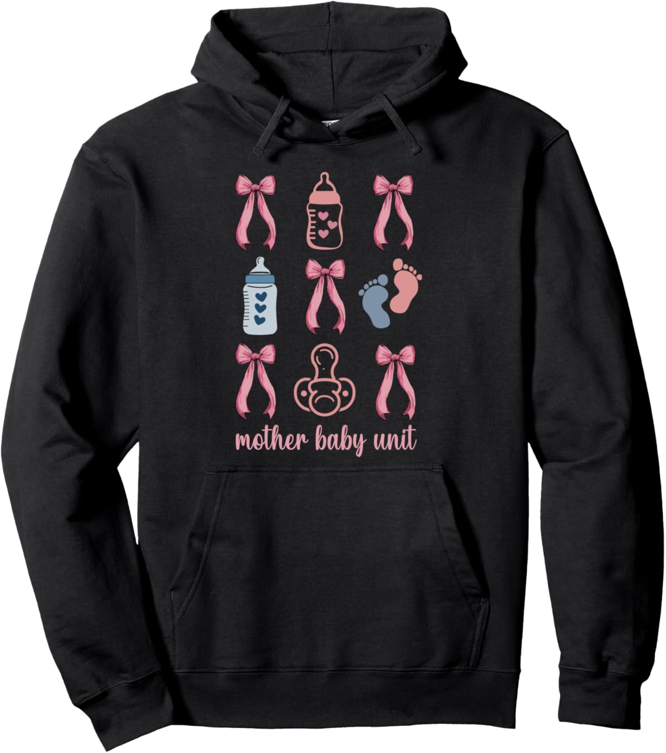 Pink Coquette Bow Mother Baby Unit MBU OB Nurse Postpartum Pullover Hoodie