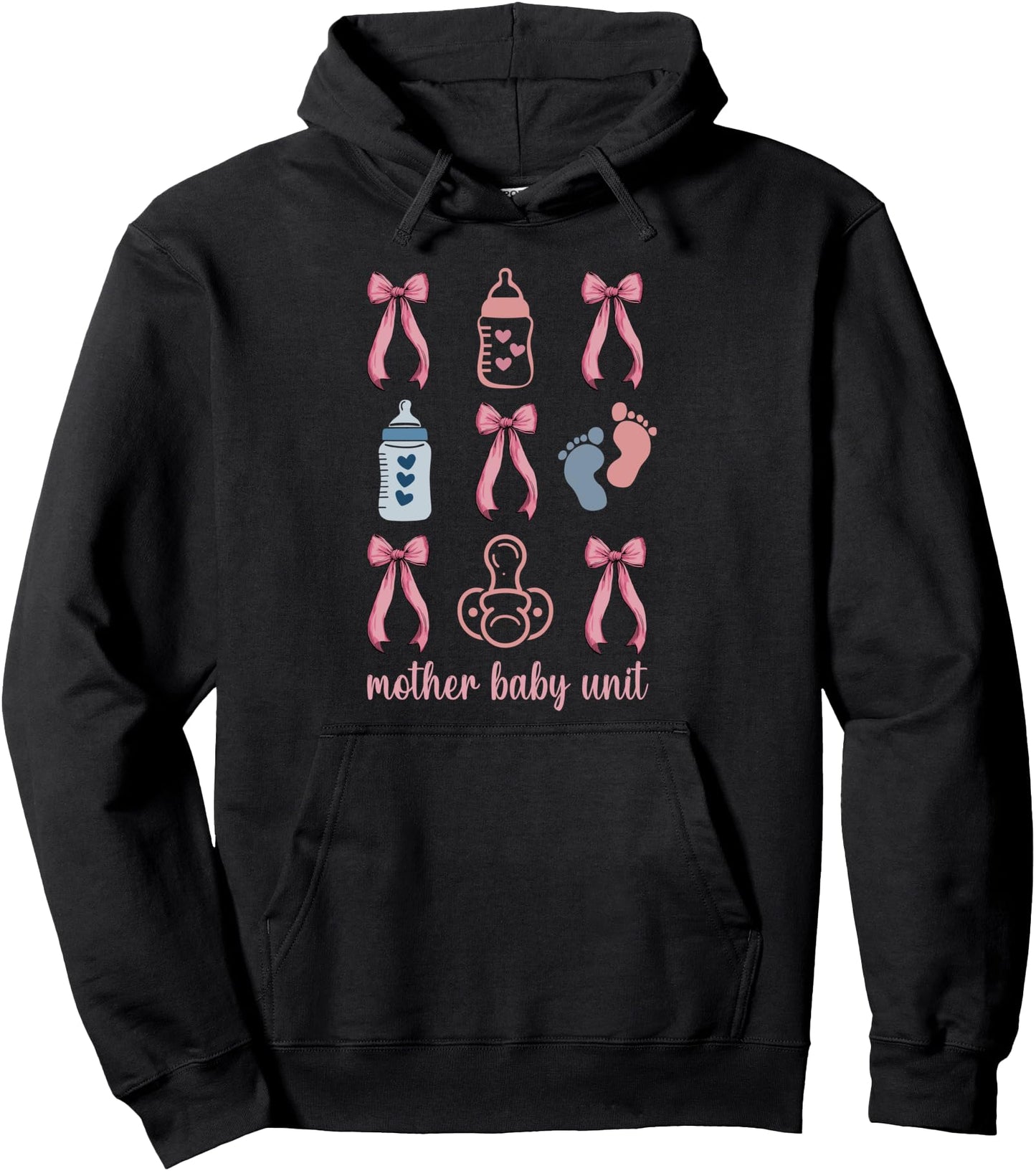 Pink Coquette Bow Mother Baby Unit MBU OB Nurse Postpartum Pullover Hoodie