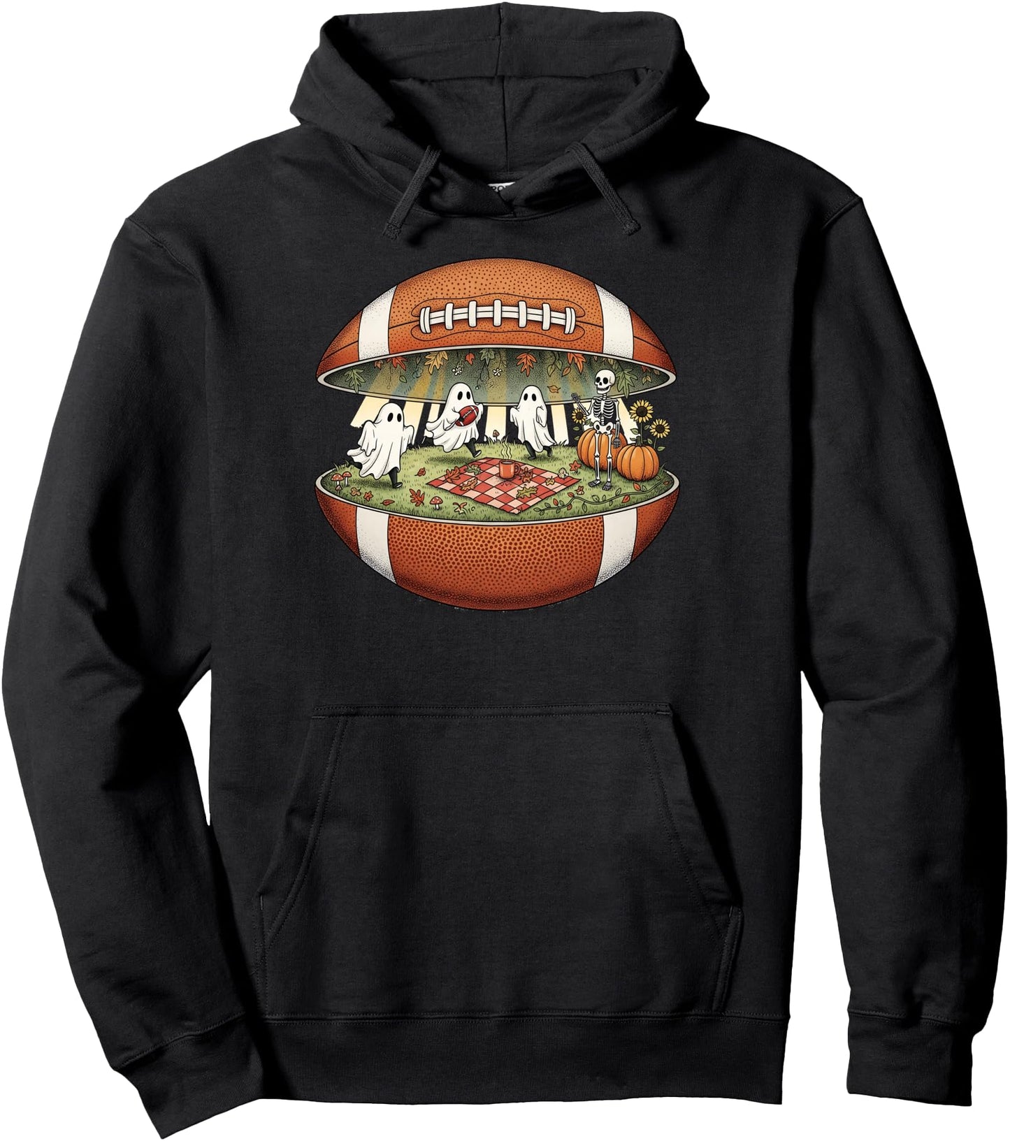 Halloween Football Fall Pumpkin Game Vibes Pullover Hoodie
