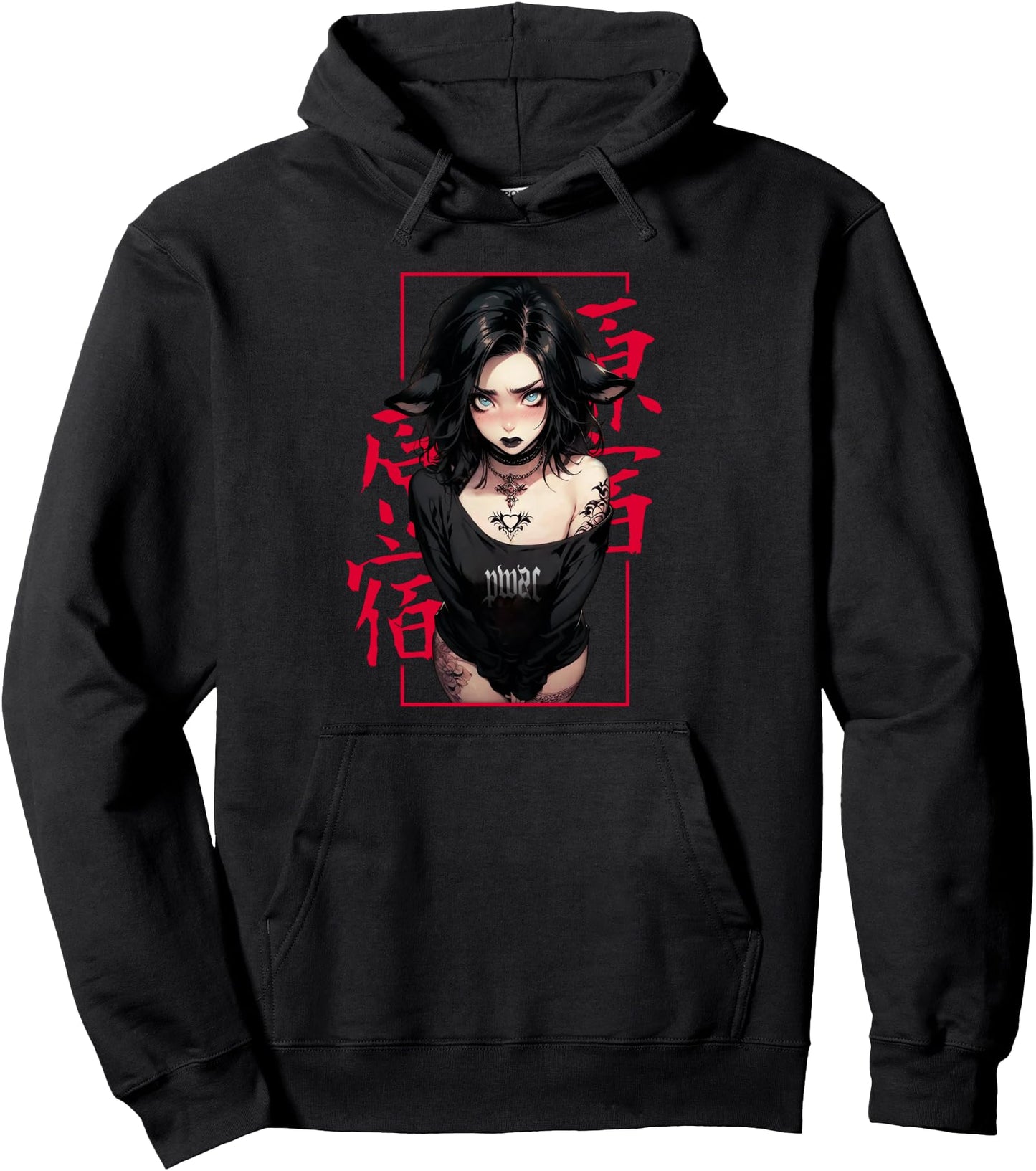 Goth Anime Girl Otaku Harajuku Waifu Gothic Japanese Pullover Hoodie