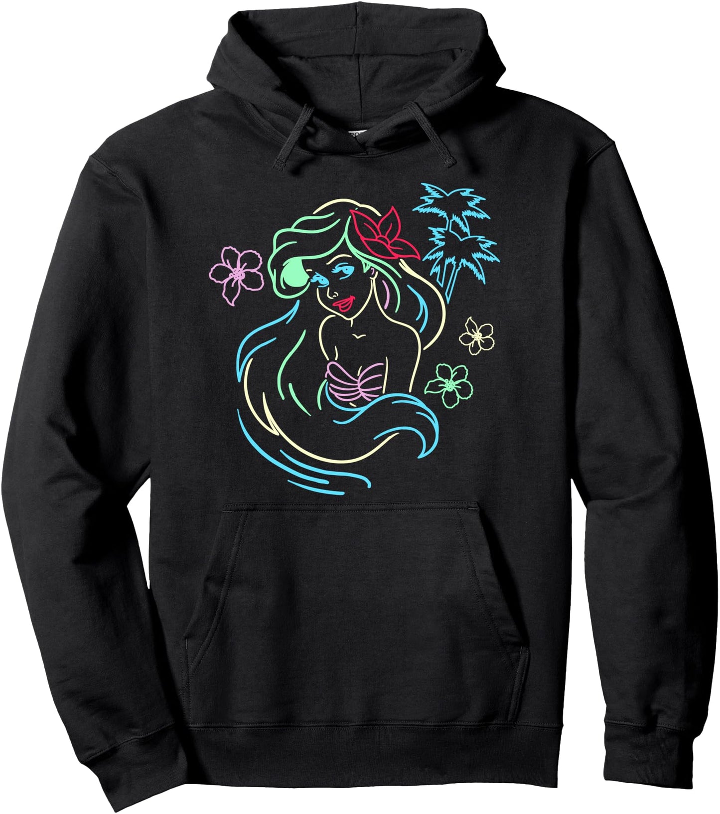 Disney Little Mermaid Ariel Neon Lights Graphic Hoodie Pullover Hoodie